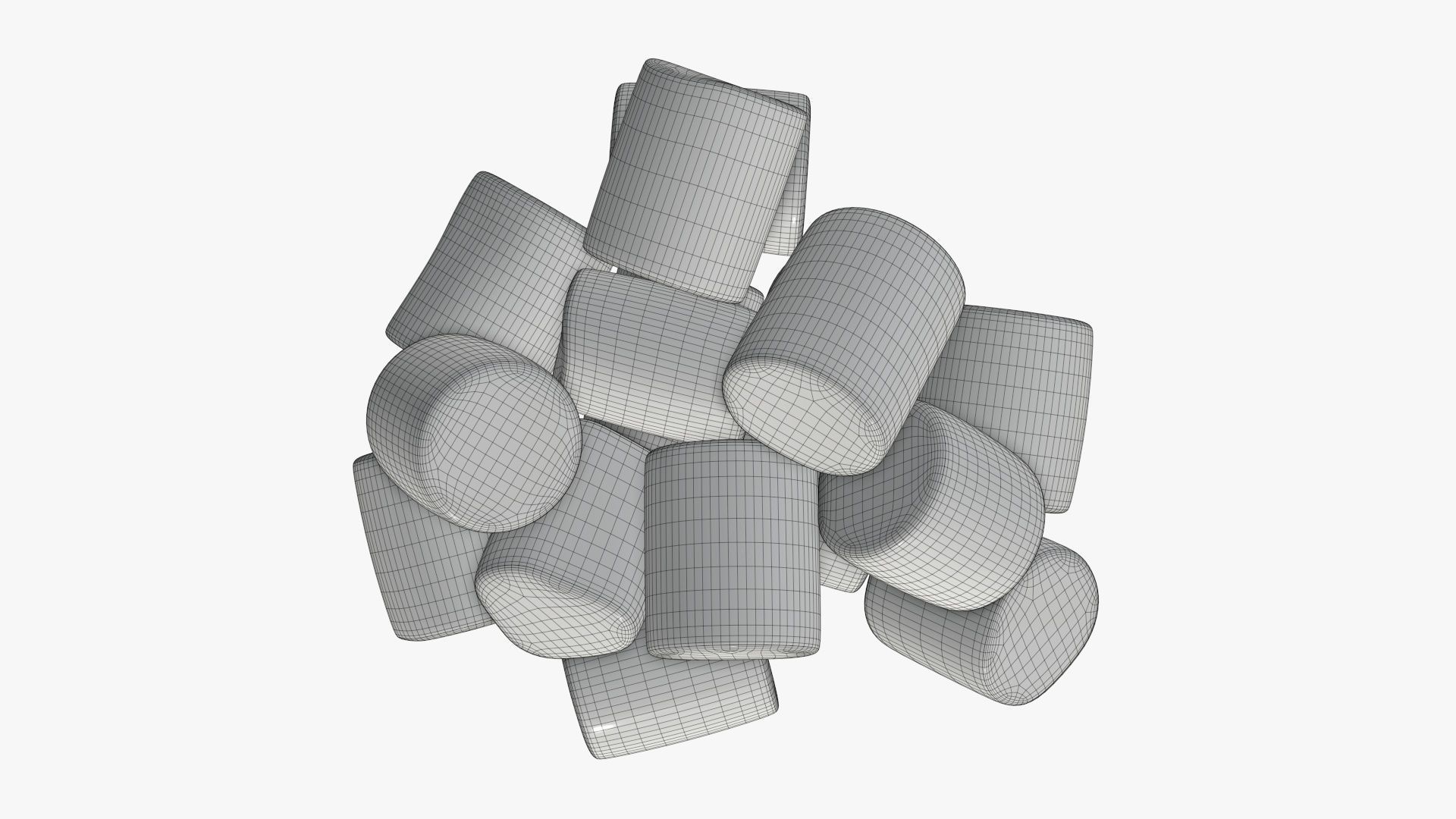 Marshmallows candy cylindrical shape 3D model_9