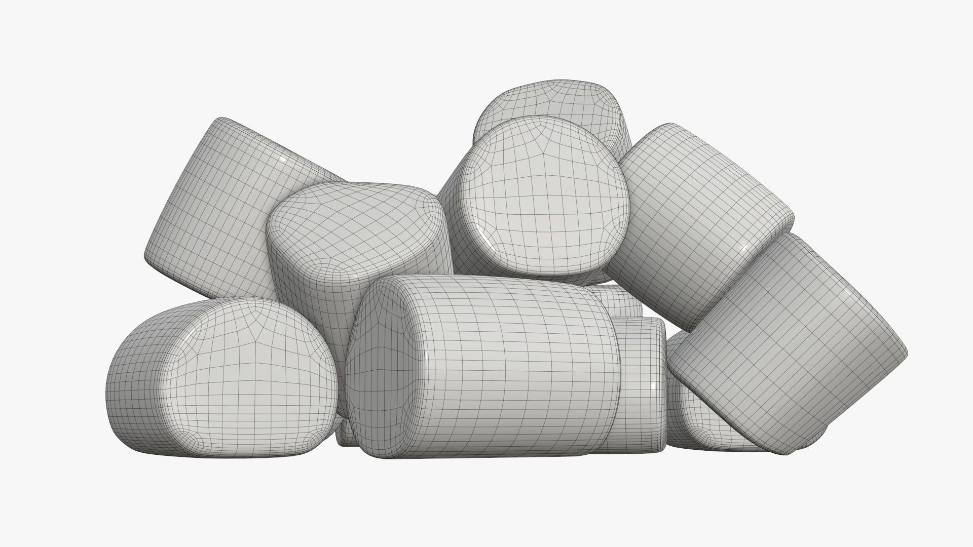 Marshmallows candy cylindrical shape 3D model_6