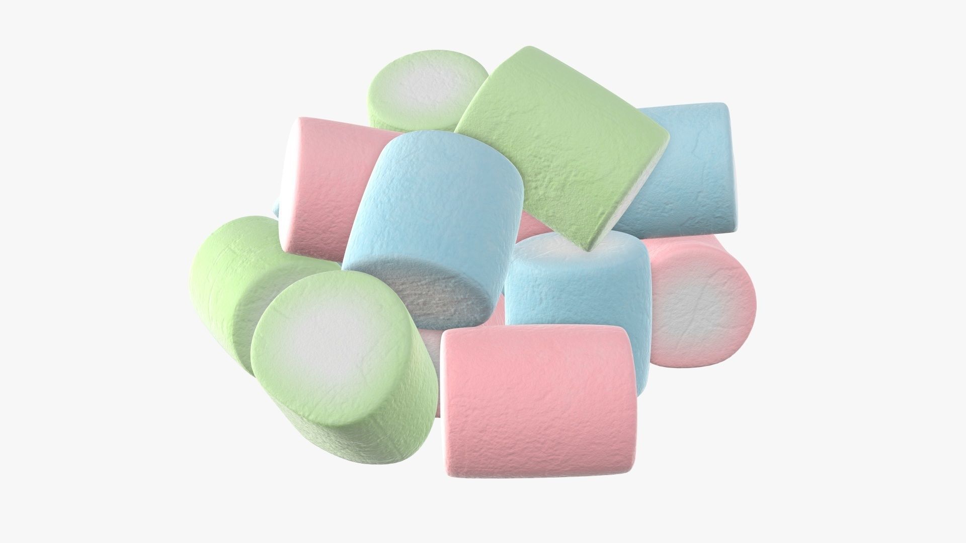 Marshmallows candy cylindrical shape 3D model_3