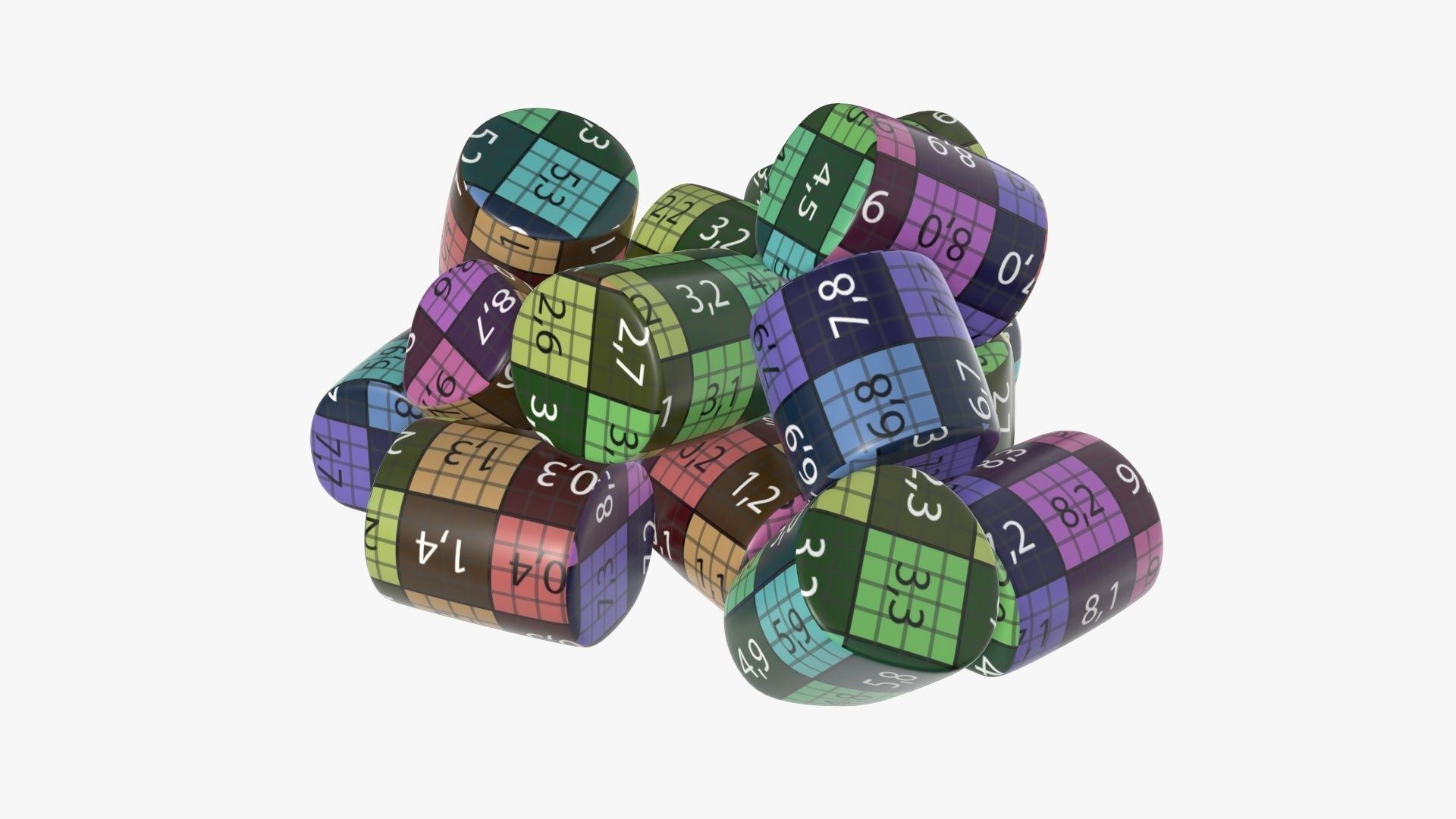 Marshmallows candy cylindrical shape 3D model_12