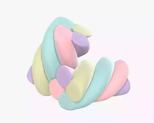 Marshmallows candy cylindrical twisted 3D model