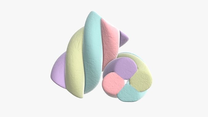 Marshmallows candy cylindrical twisted 3D model 2