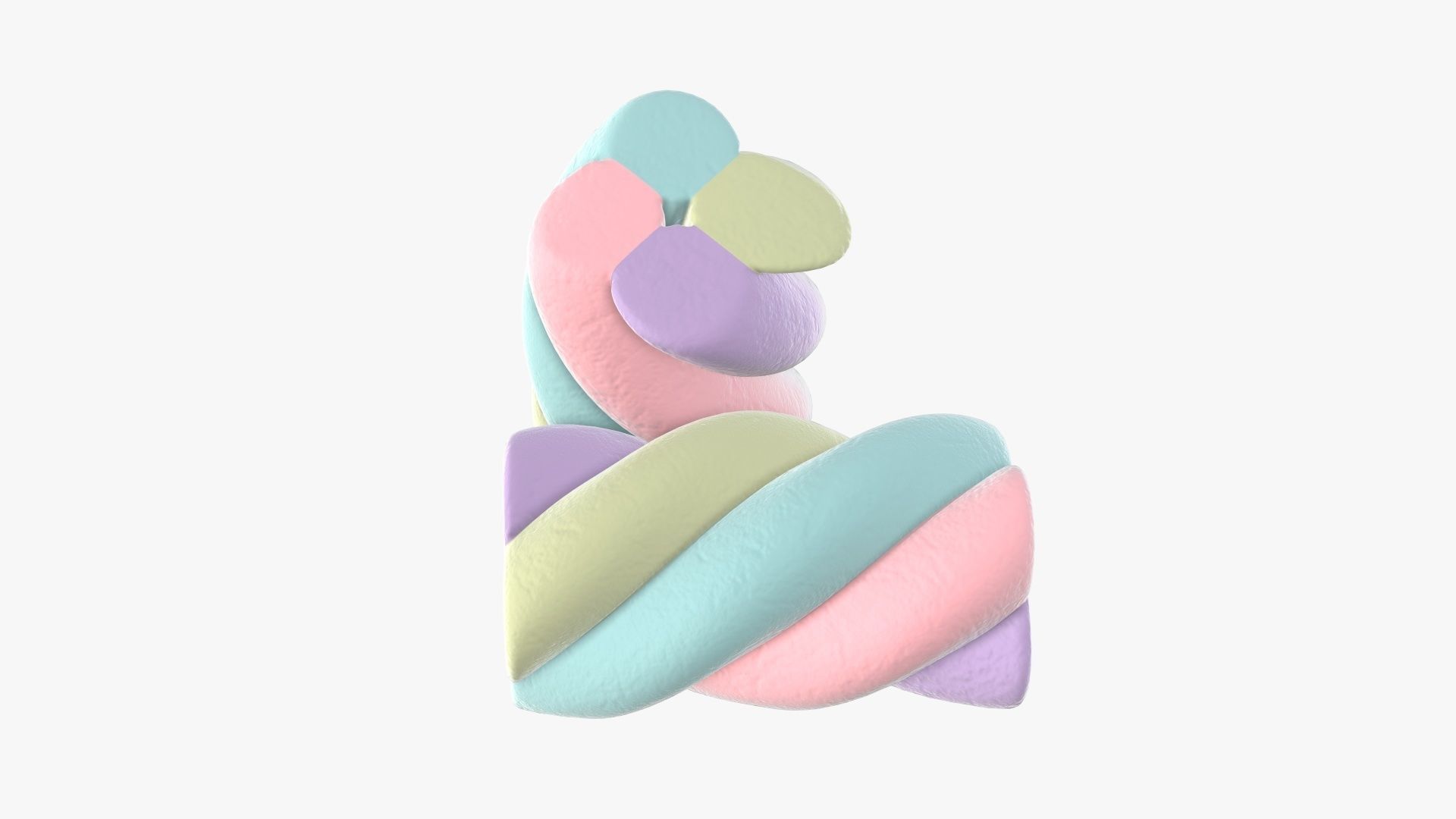 Marshmallows candy cylindrical twisted 3D model_3