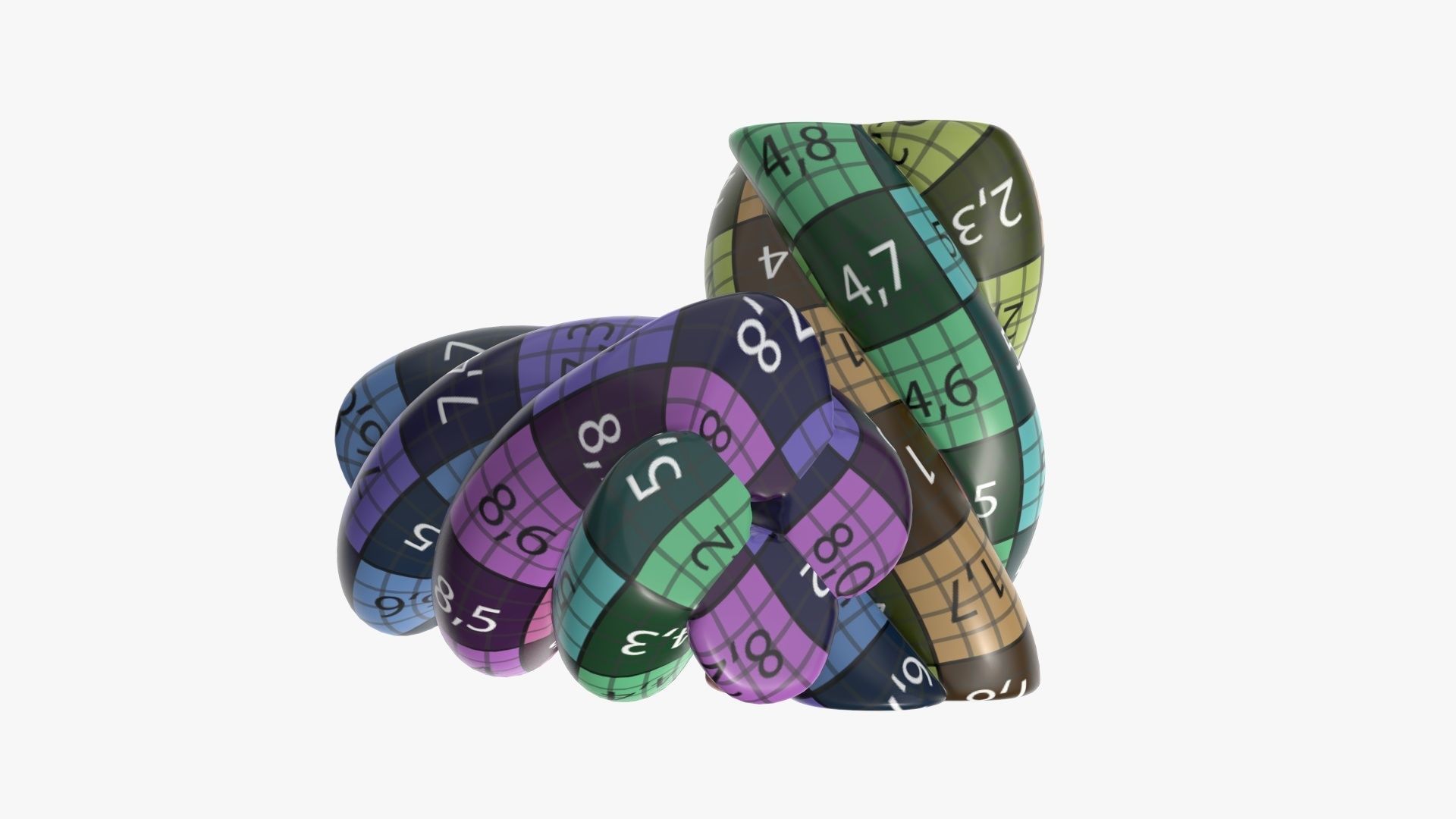 Marshmallows candy cylindrical twisted 3D model_13