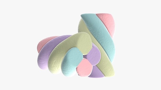 Marshmallows candy cylindrical twisted 3D model 5