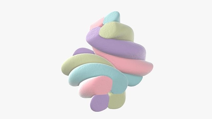 Marshmallows candy cylindrical twisted 3D model 4