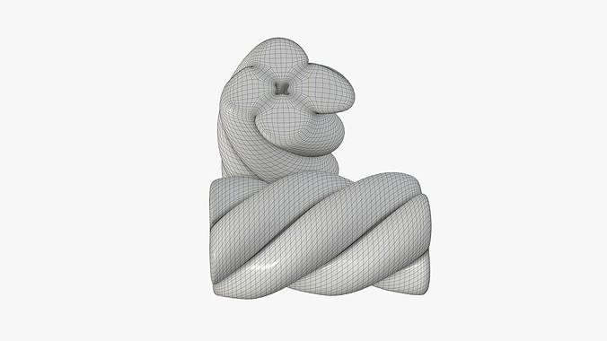 Marshmallows candy cylindrical twisted 3D model 7