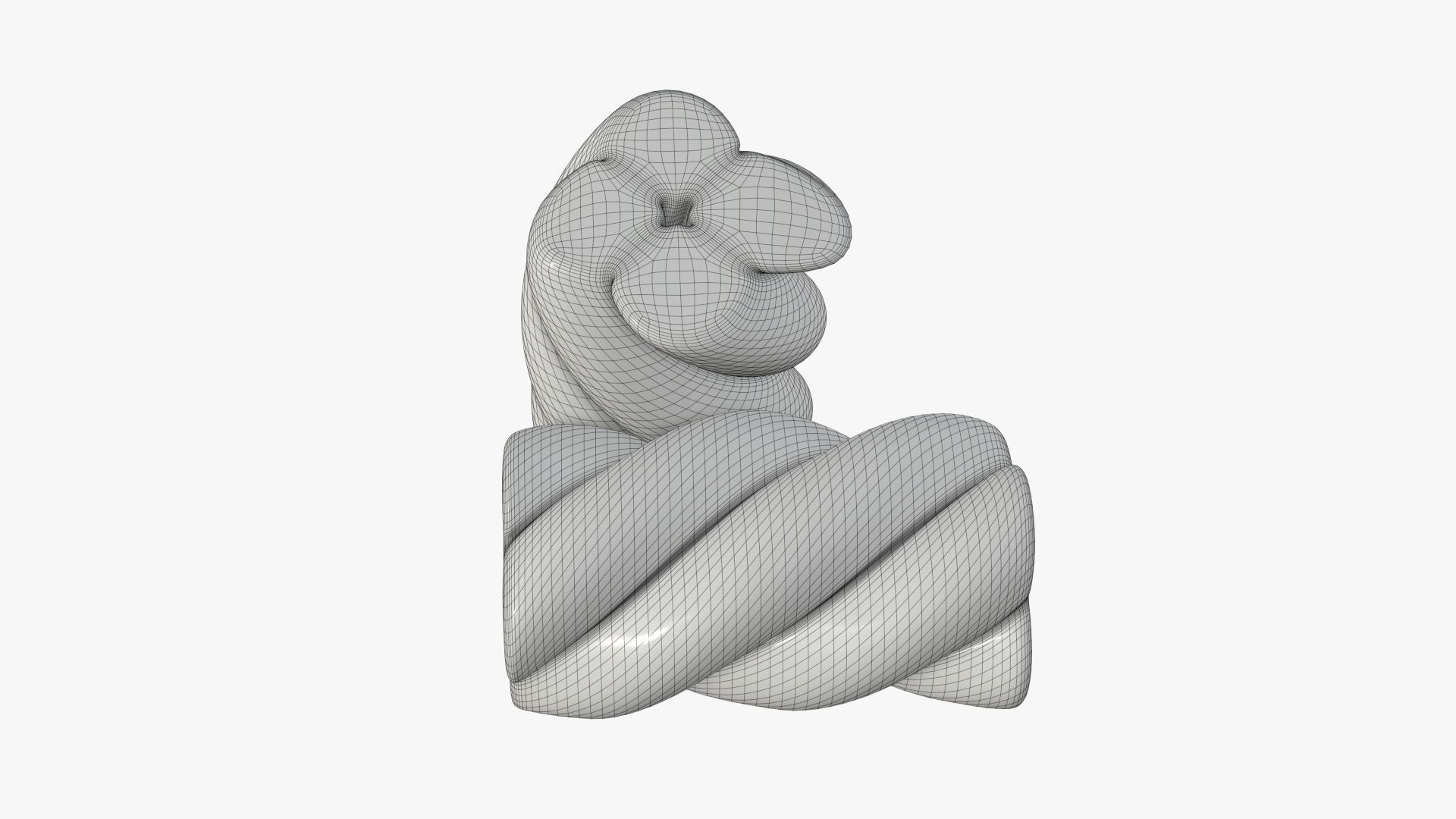 Marshmallows candy cylindrical twisted 3D model_7