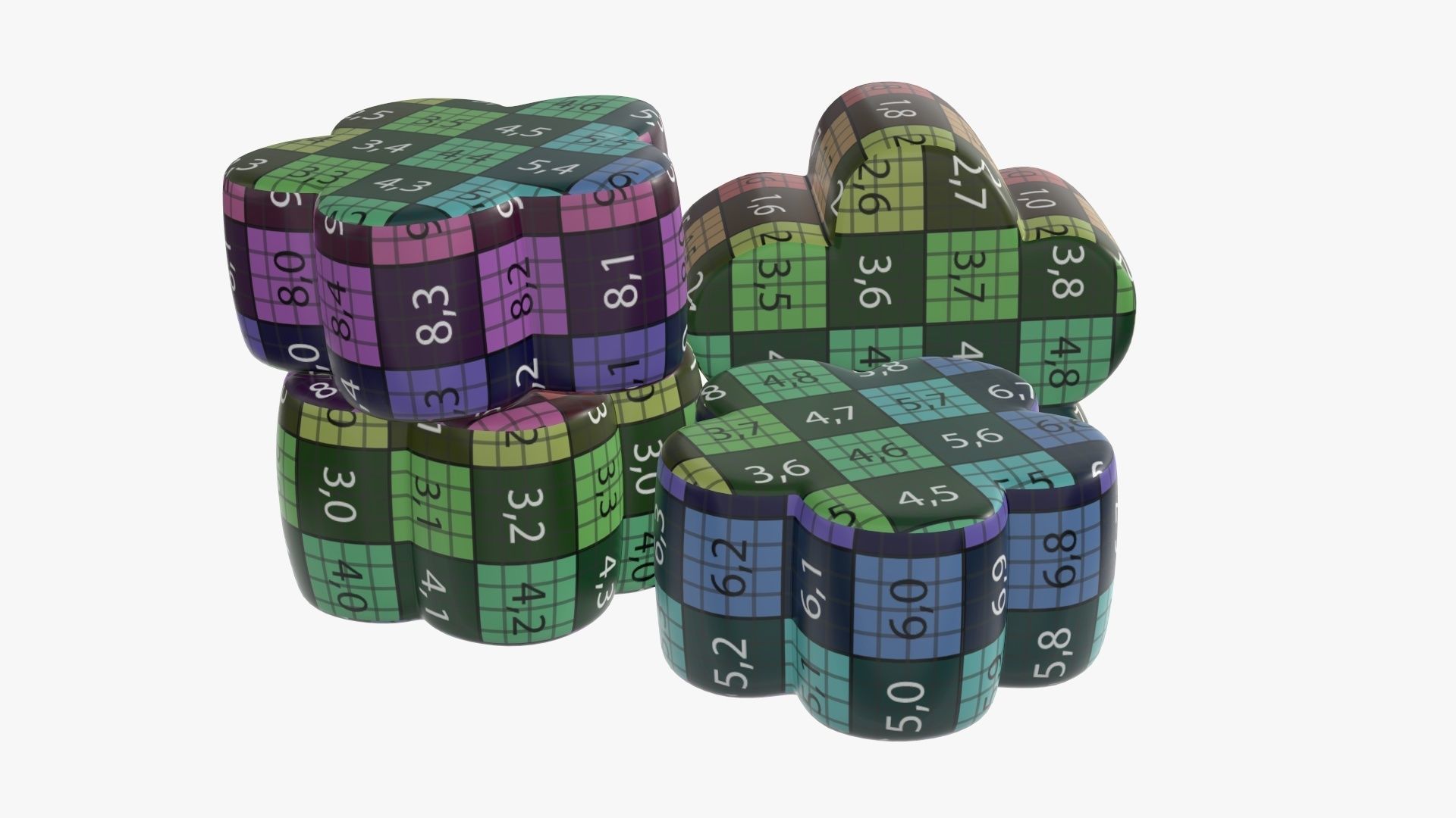 Marshmallows candy flower shape 3D model_12