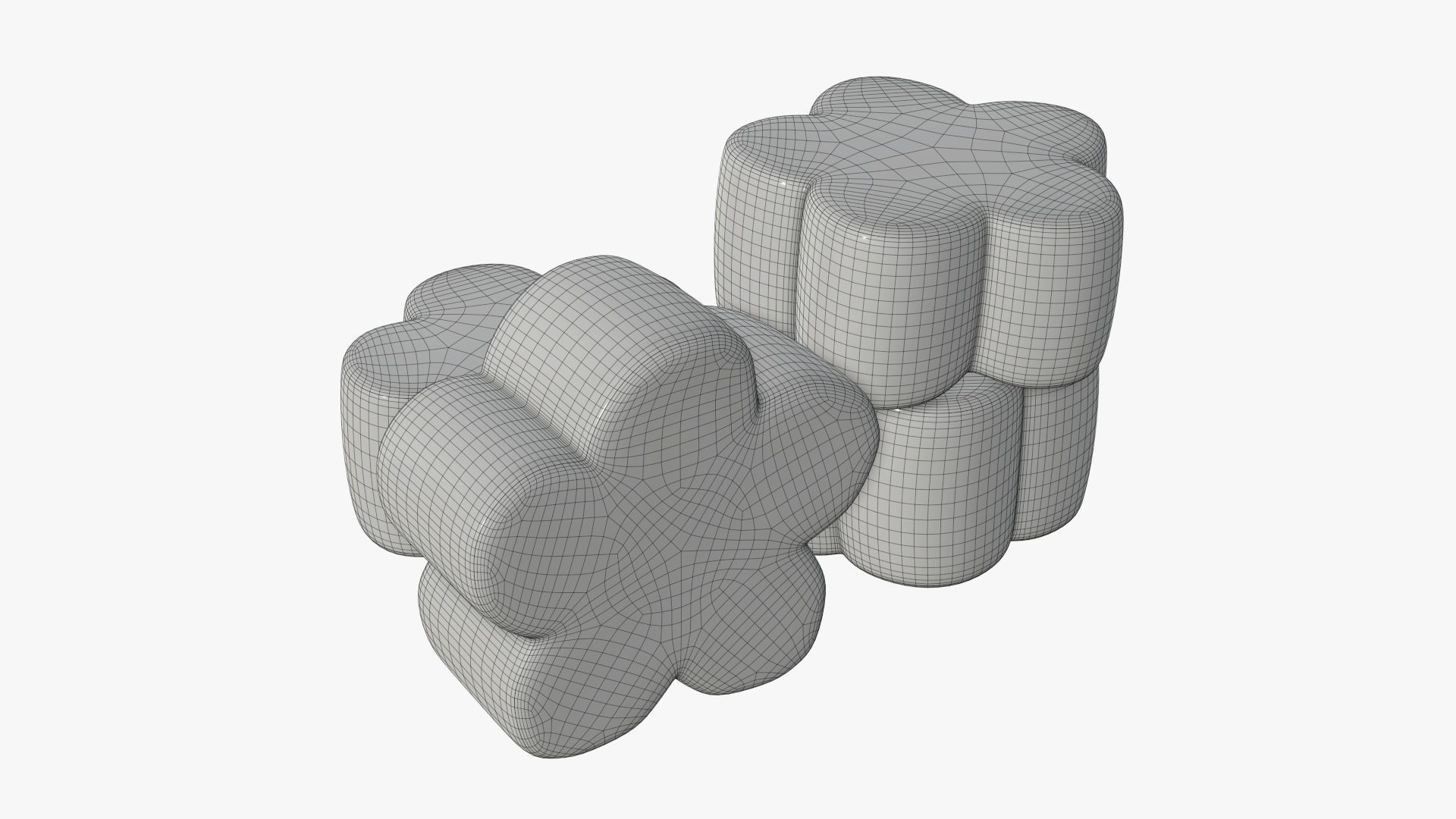 Marshmallows candy flower shape 3D model_6