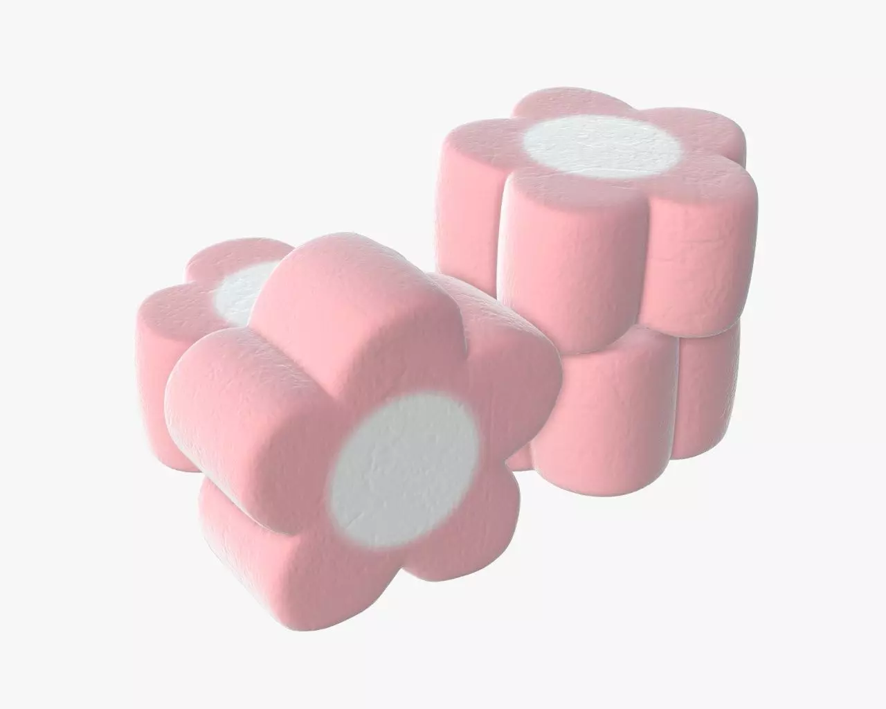 Marshmallows candy flower shape 3D model_0