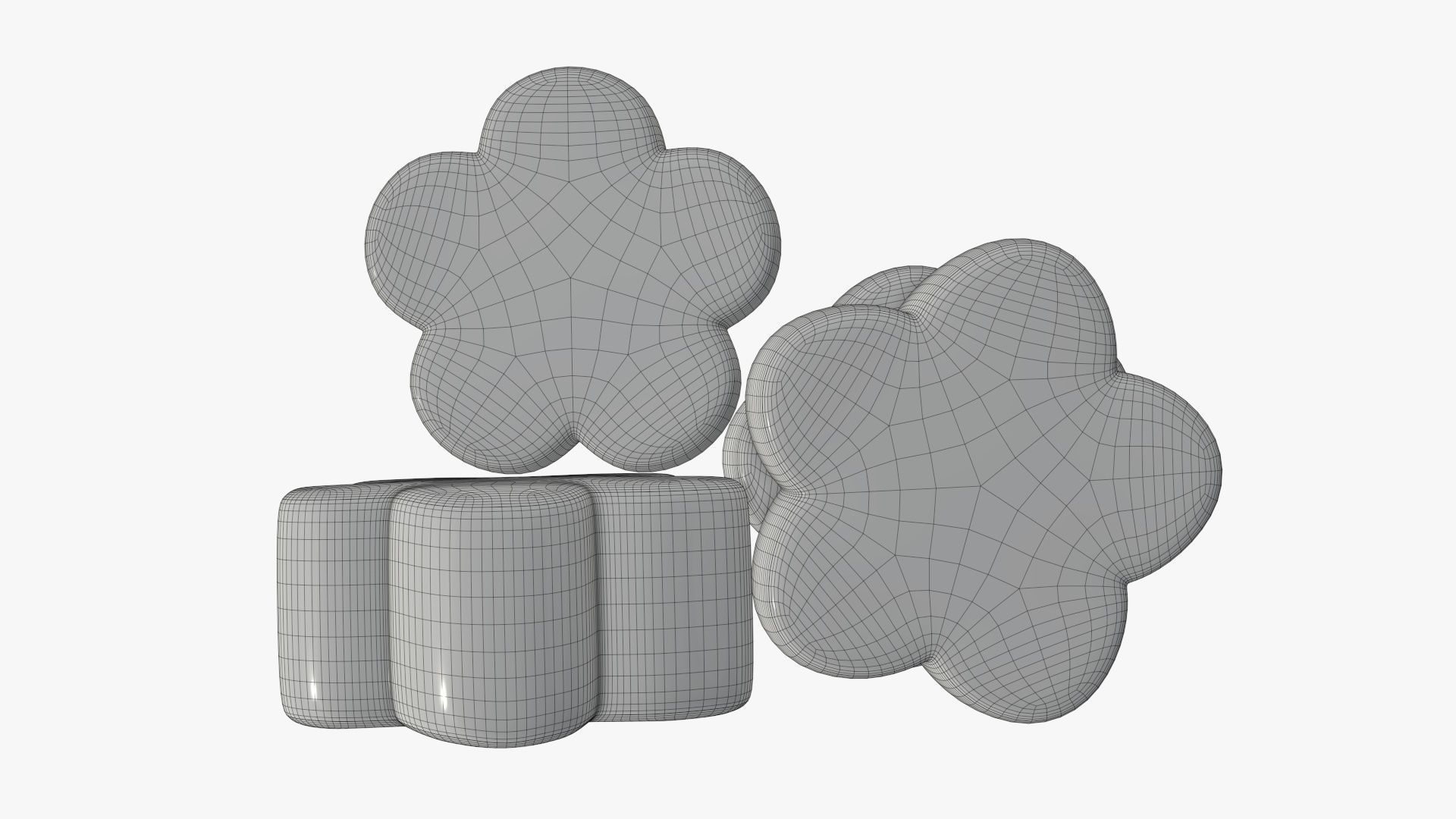 Marshmallows candy flower shape 3D model_9