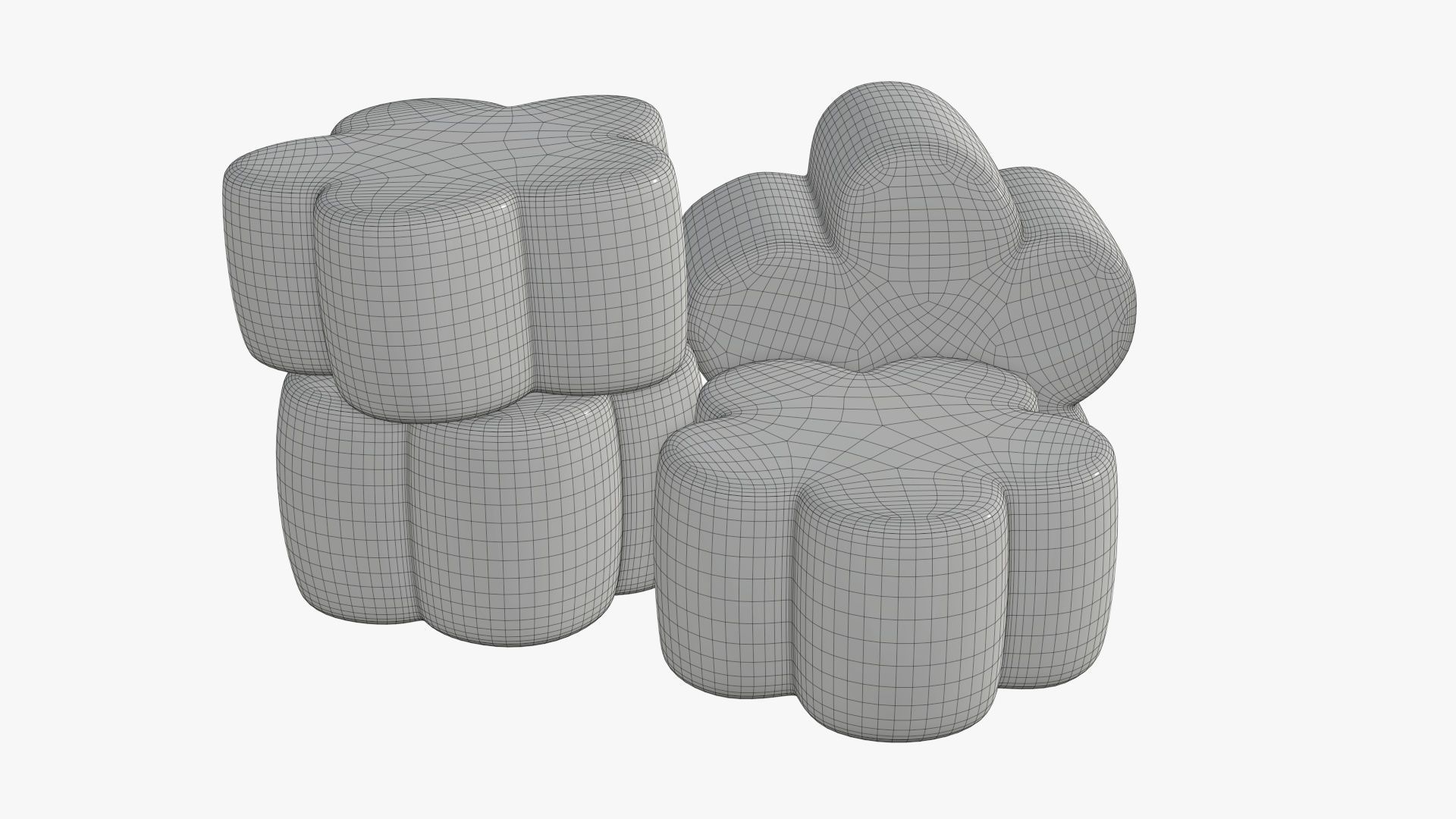 Marshmallows candy flower shape 3D model_8