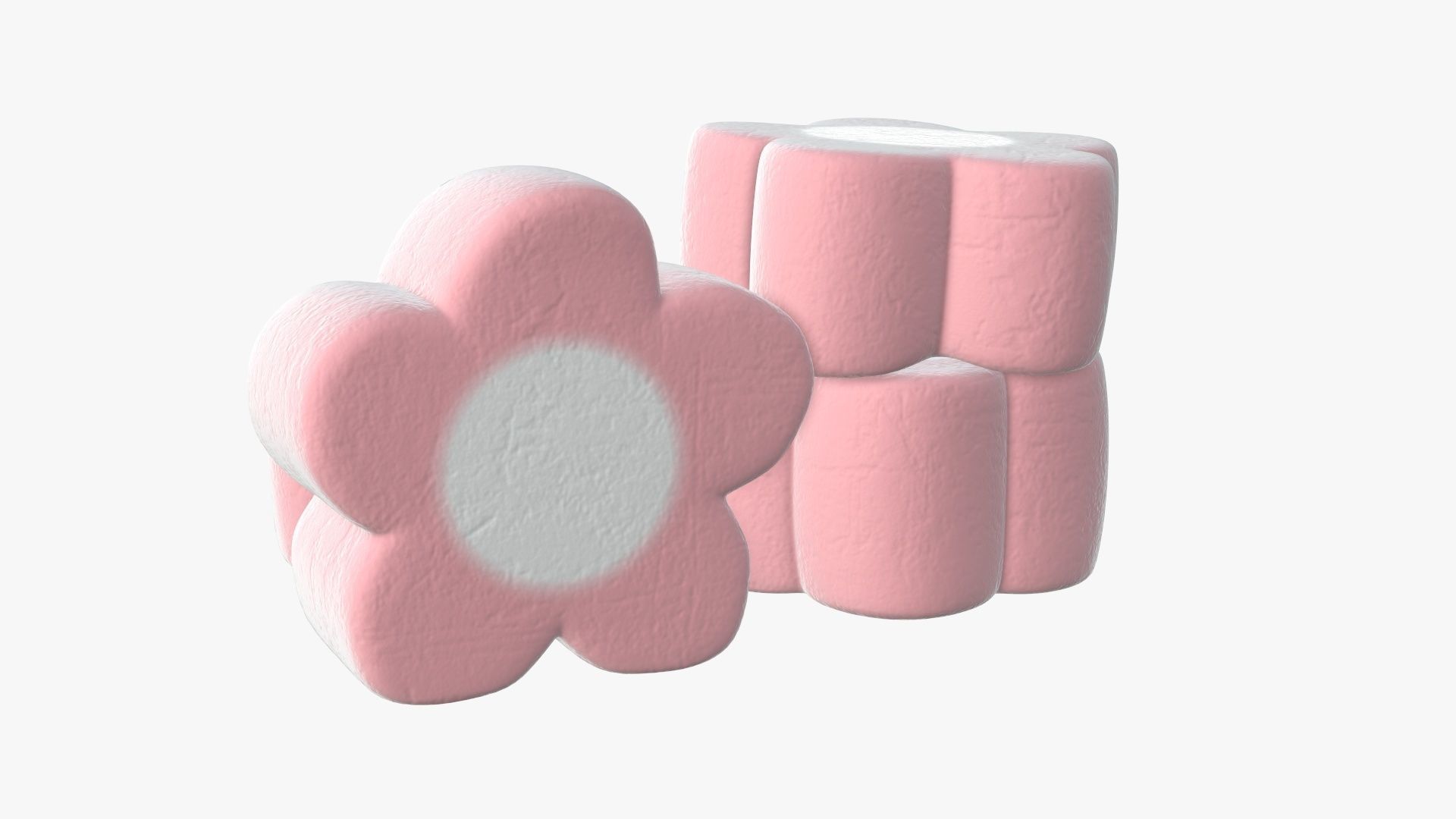 Marshmallows candy flower shape 3D model_3