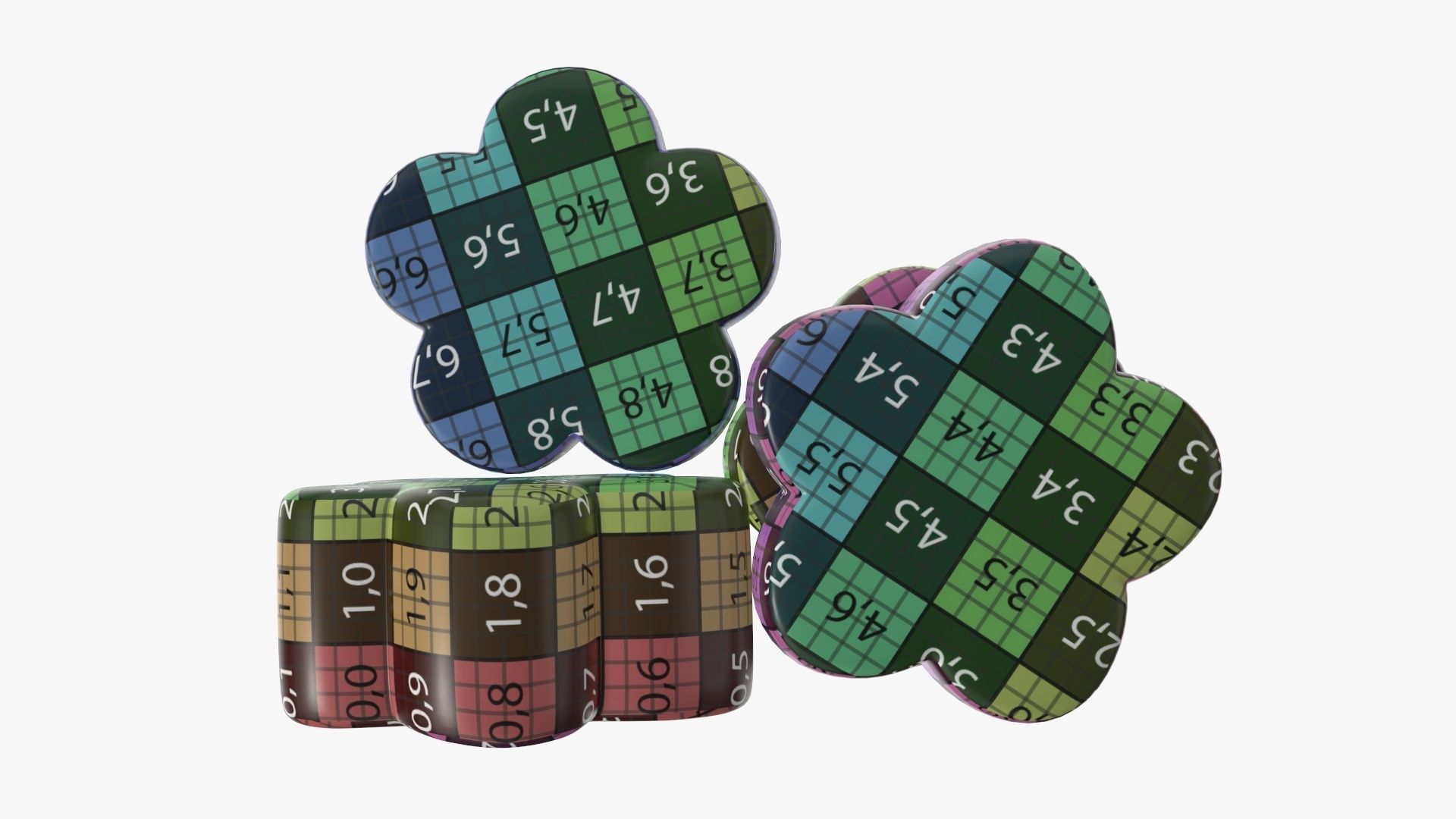 Marshmallows candy flower shape 3D model_13