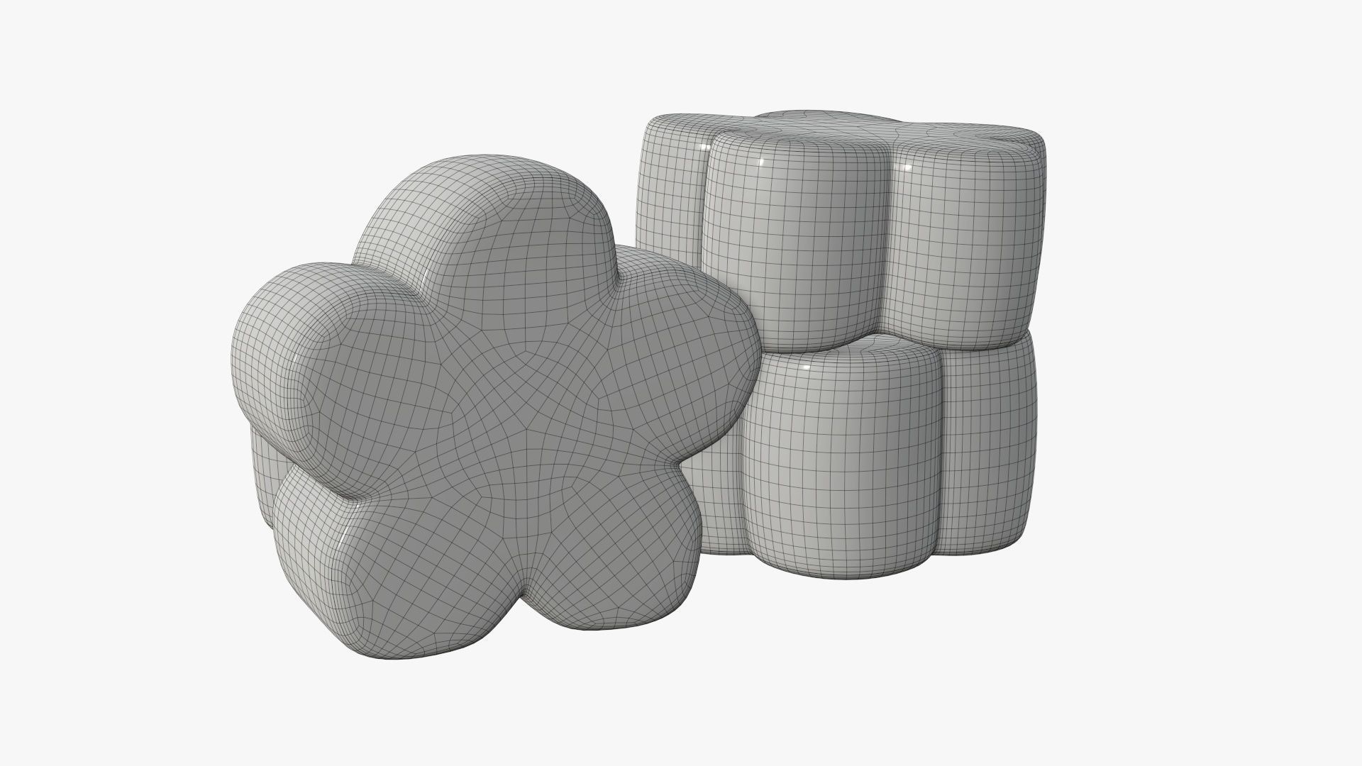 Marshmallows candy flower shape 3D model_7