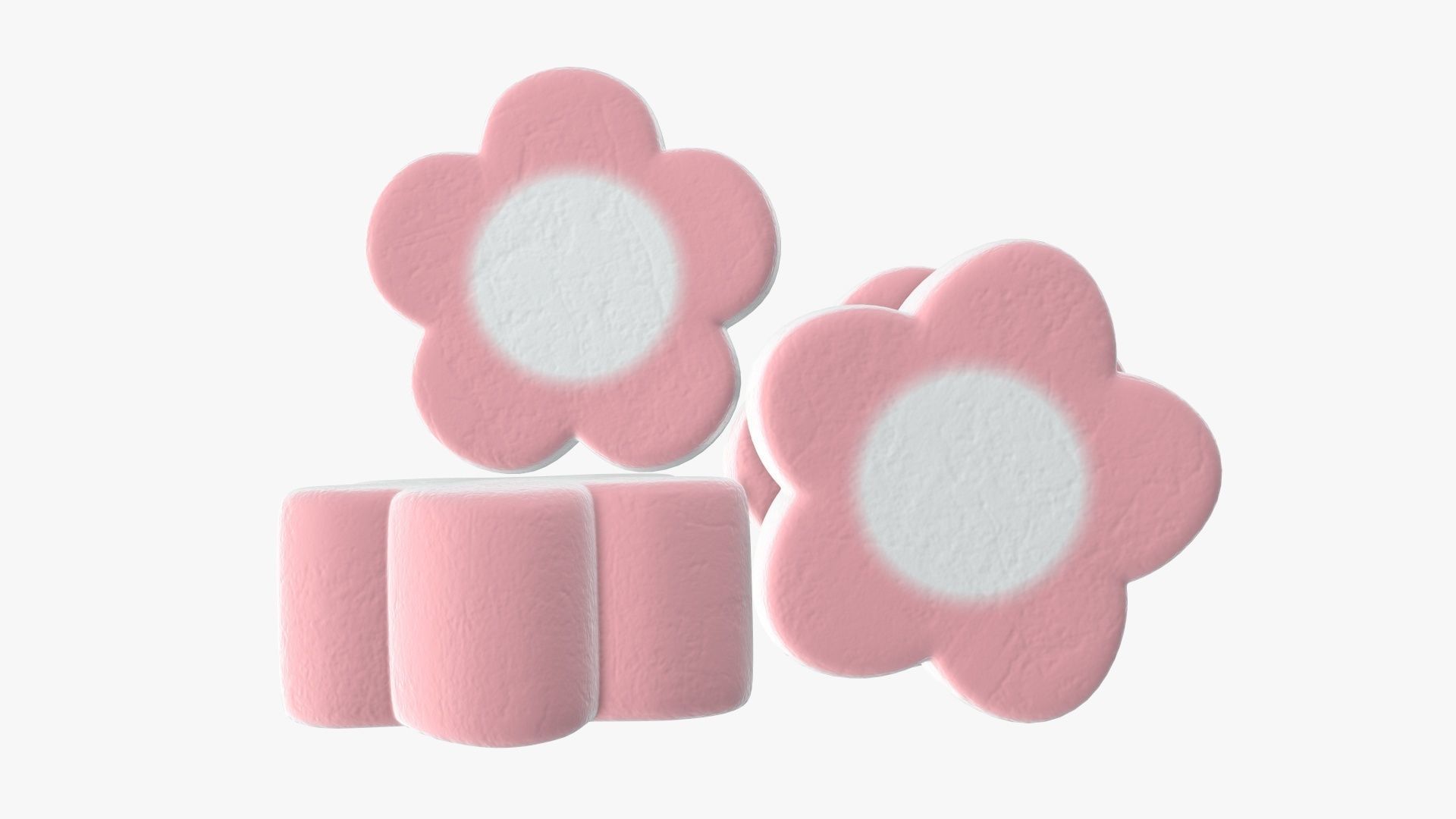 Marshmallows candy flower shape 3D model_5