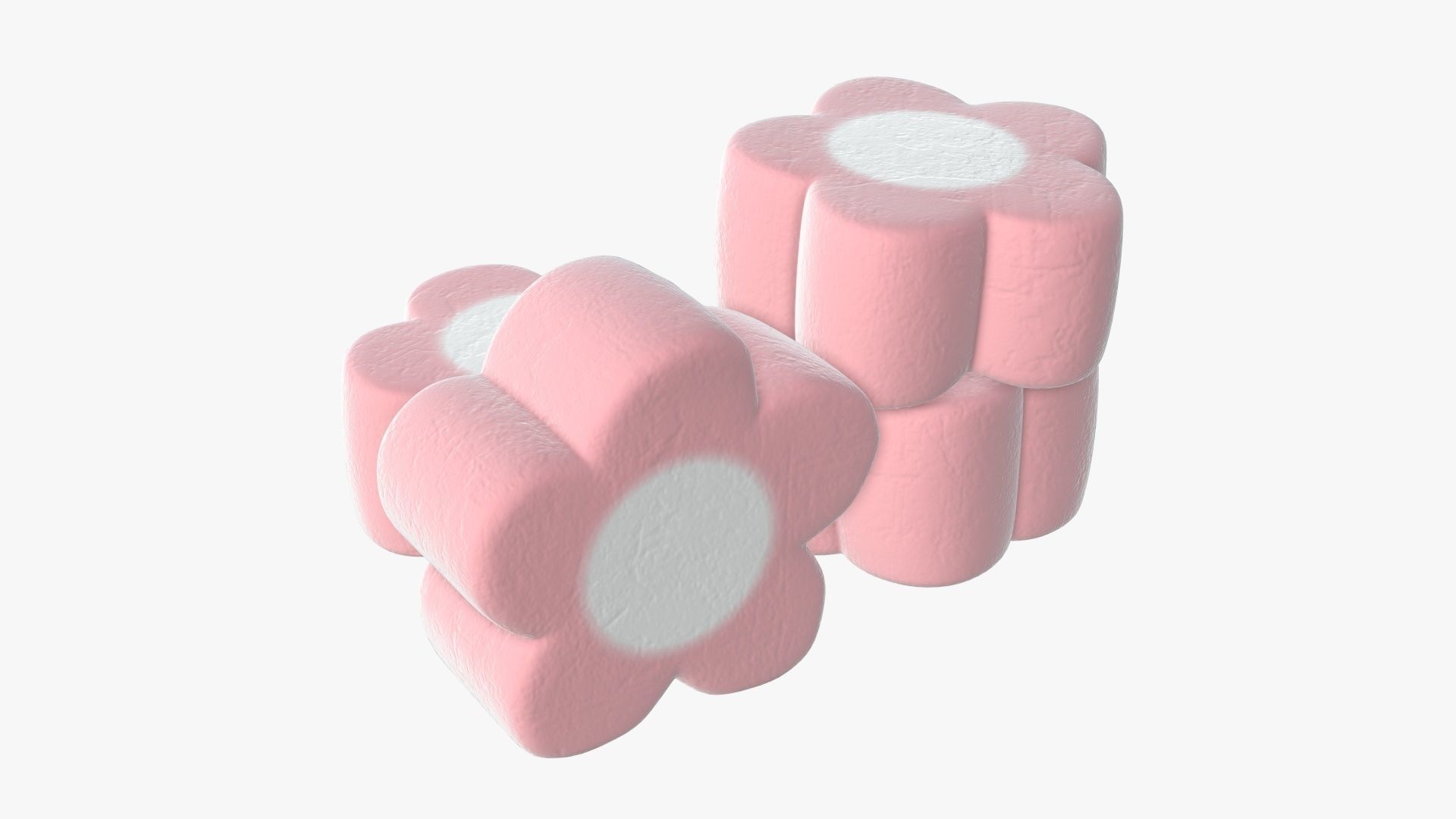 Marshmallows candy flower shape 3D model_2