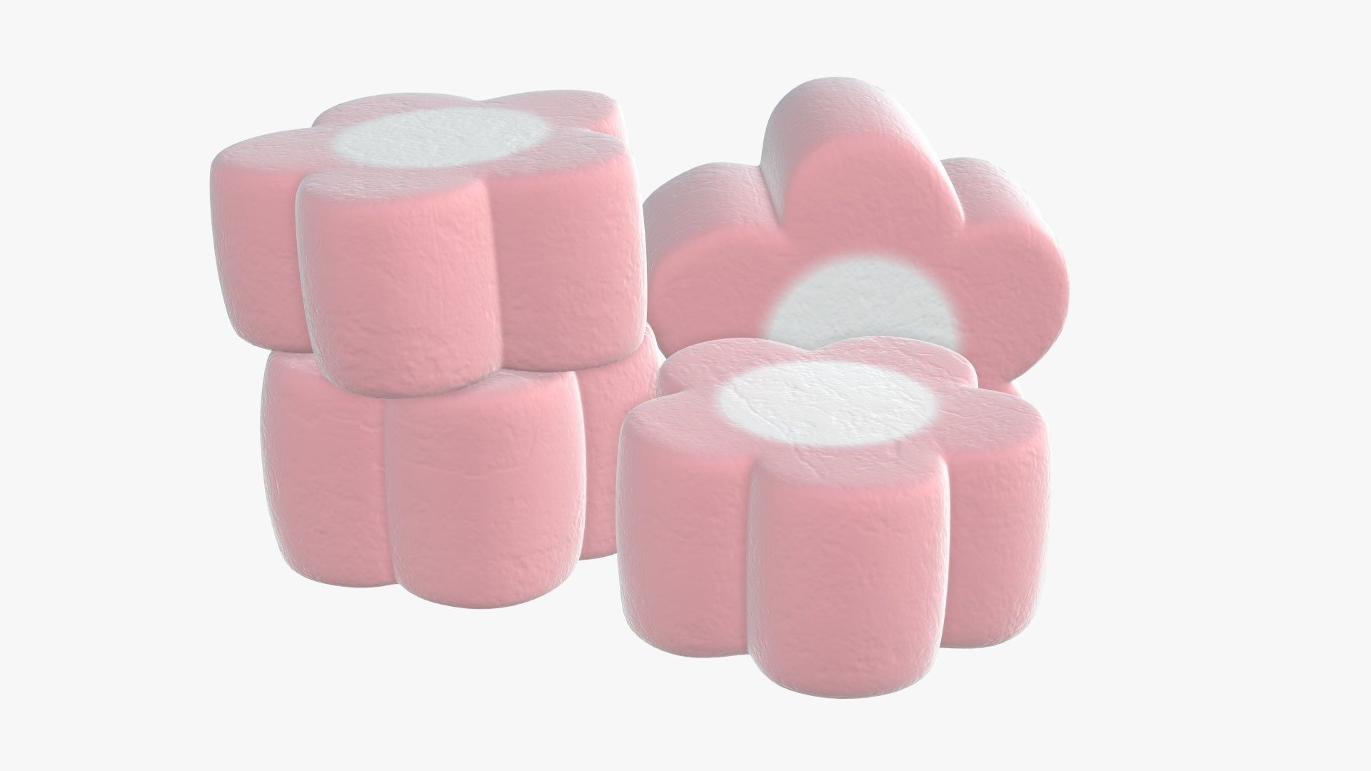 Marshmallows candy flower shape 3D model_4