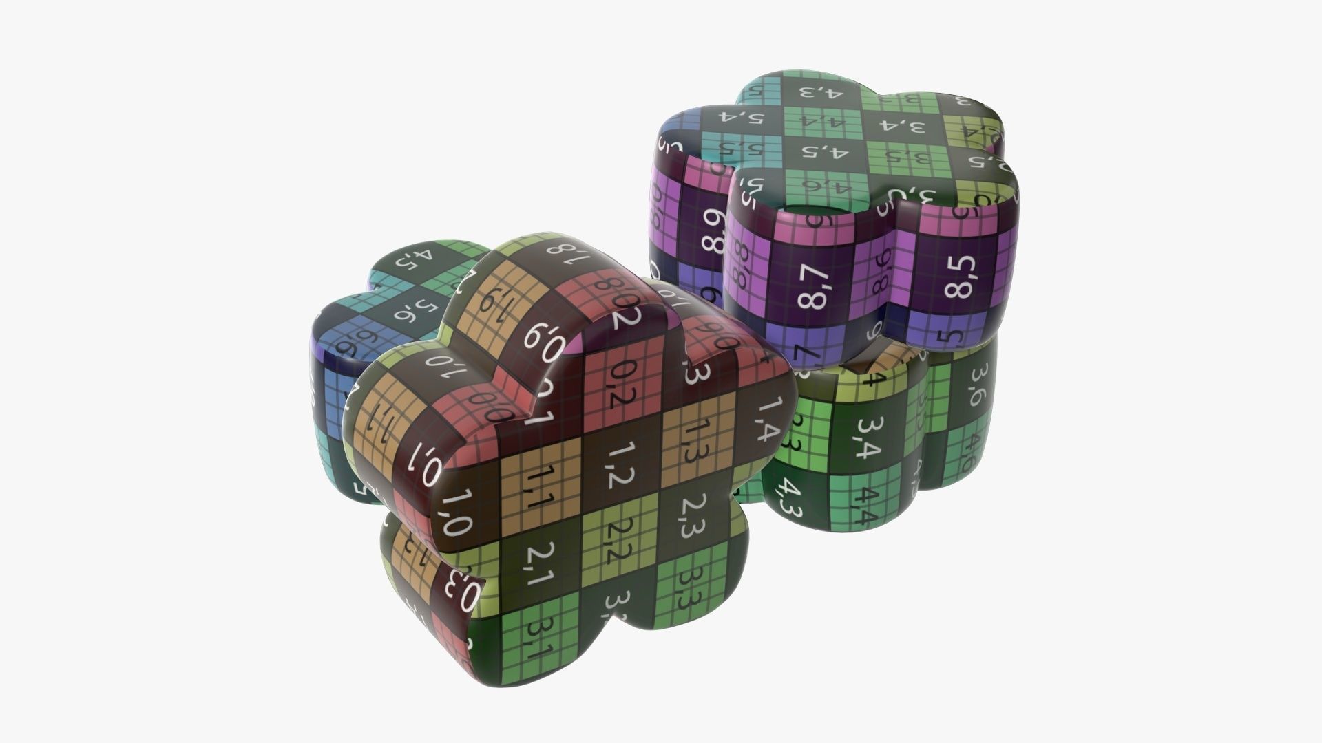 Marshmallows candy flower shape 3D model_10