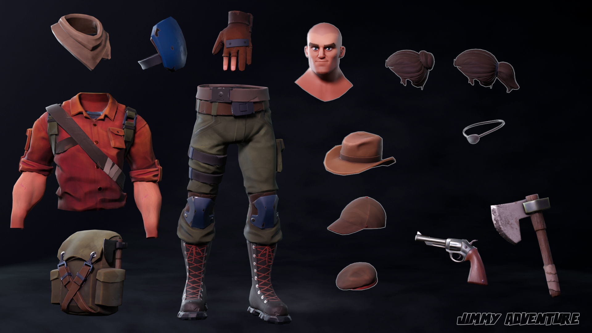 Jimmy adventure - Stylized character Low-poly 3D model_11