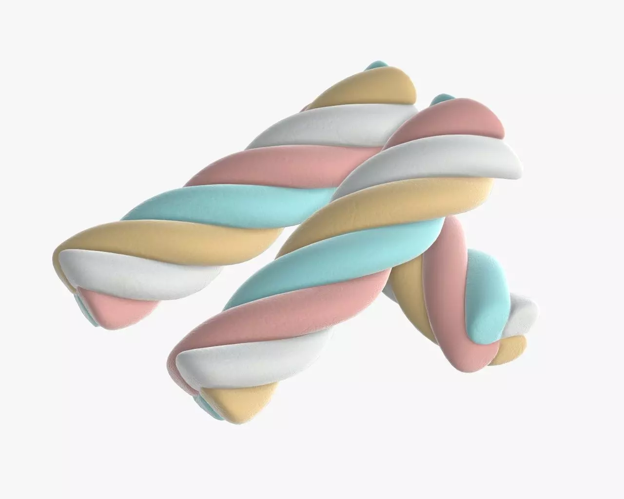 Marshmallows colorful candy spiral shape 3D model_0
