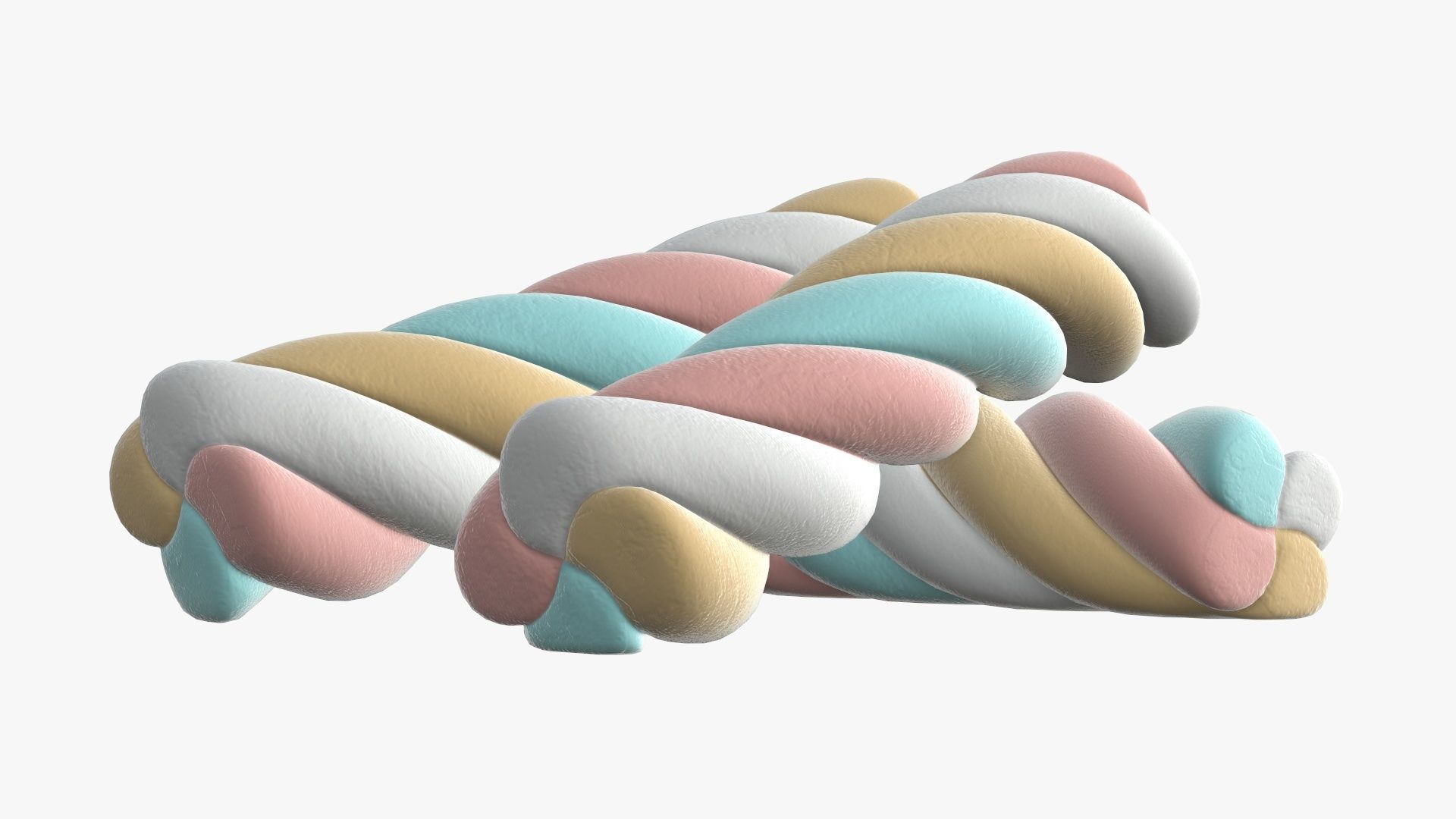 Marshmallows colorful candy spiral shape 3D model_3