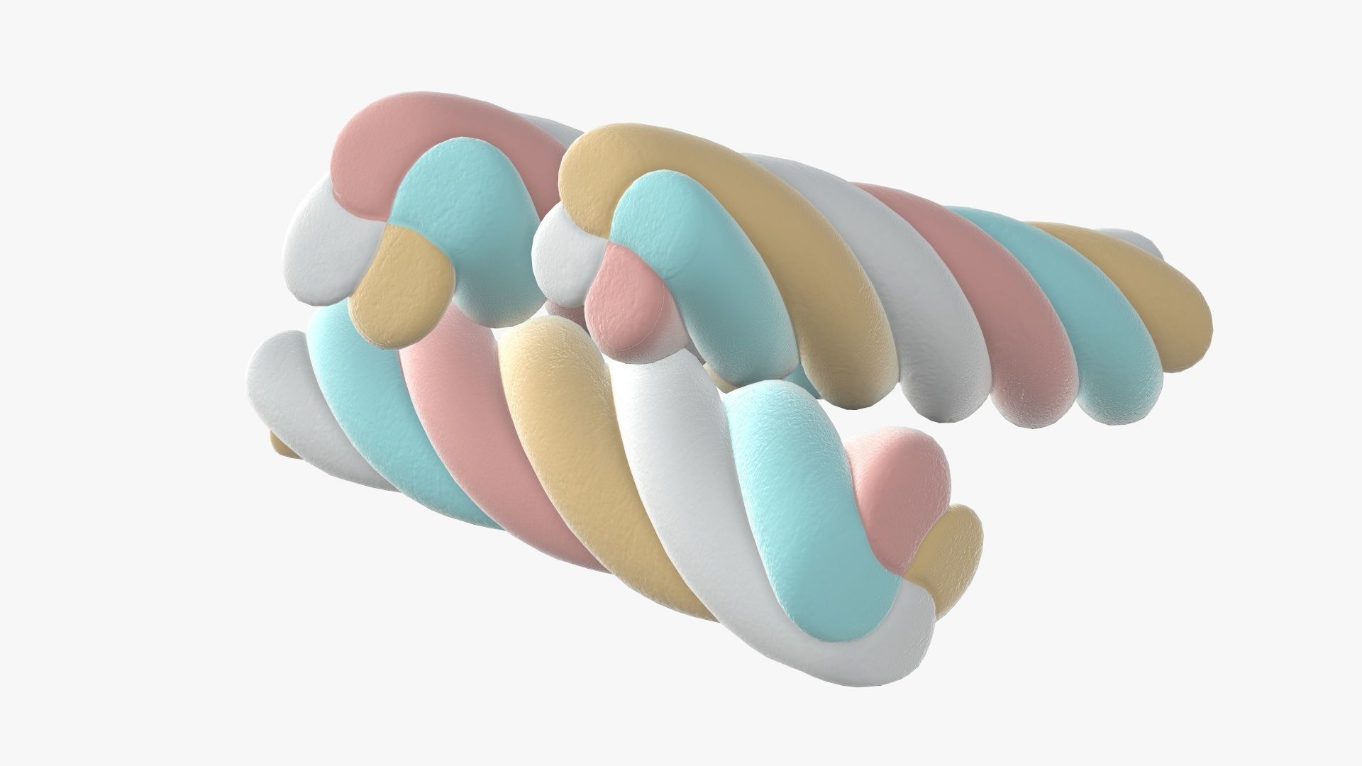Marshmallows colorful candy spiral shape 3D model_4