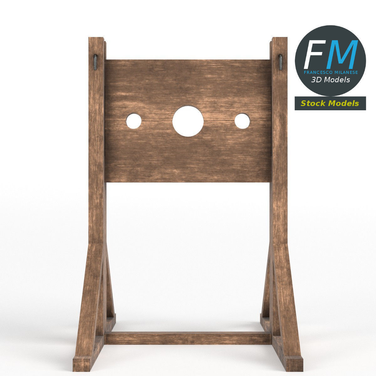Medieval pillory 3D model_3