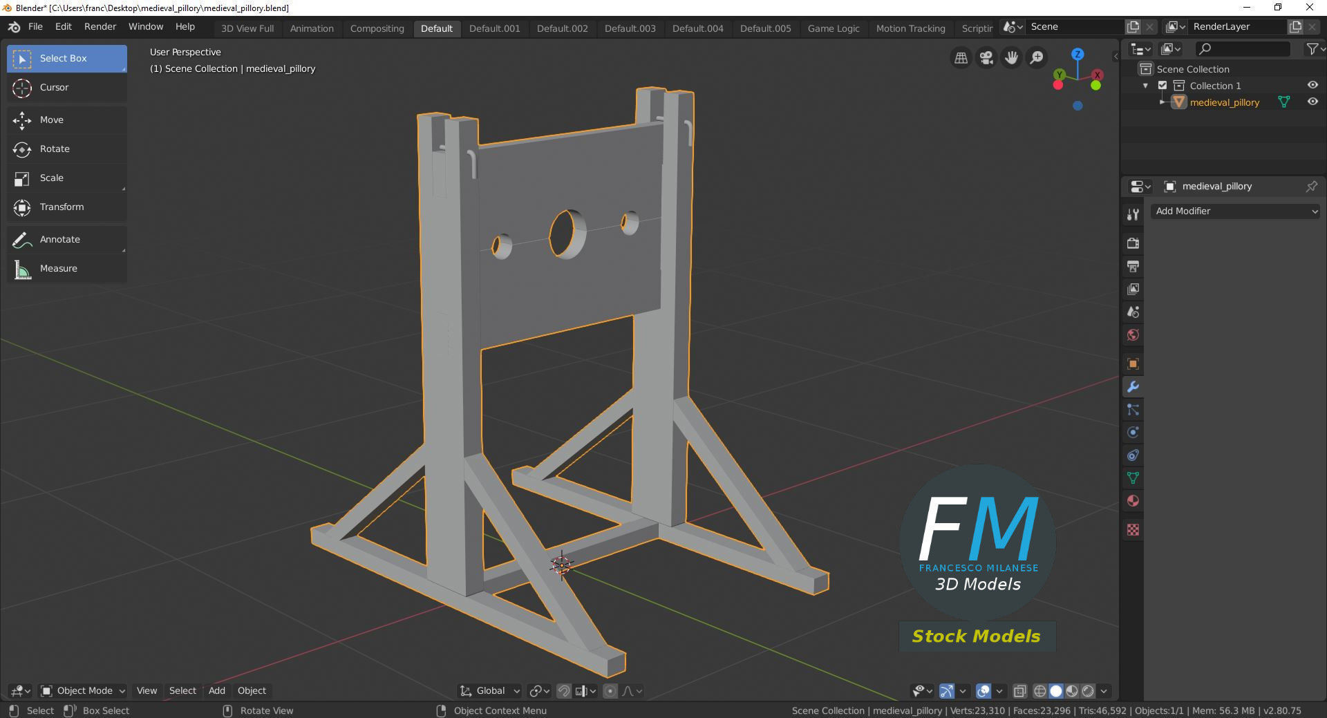 Medieval pillory 3D model_9