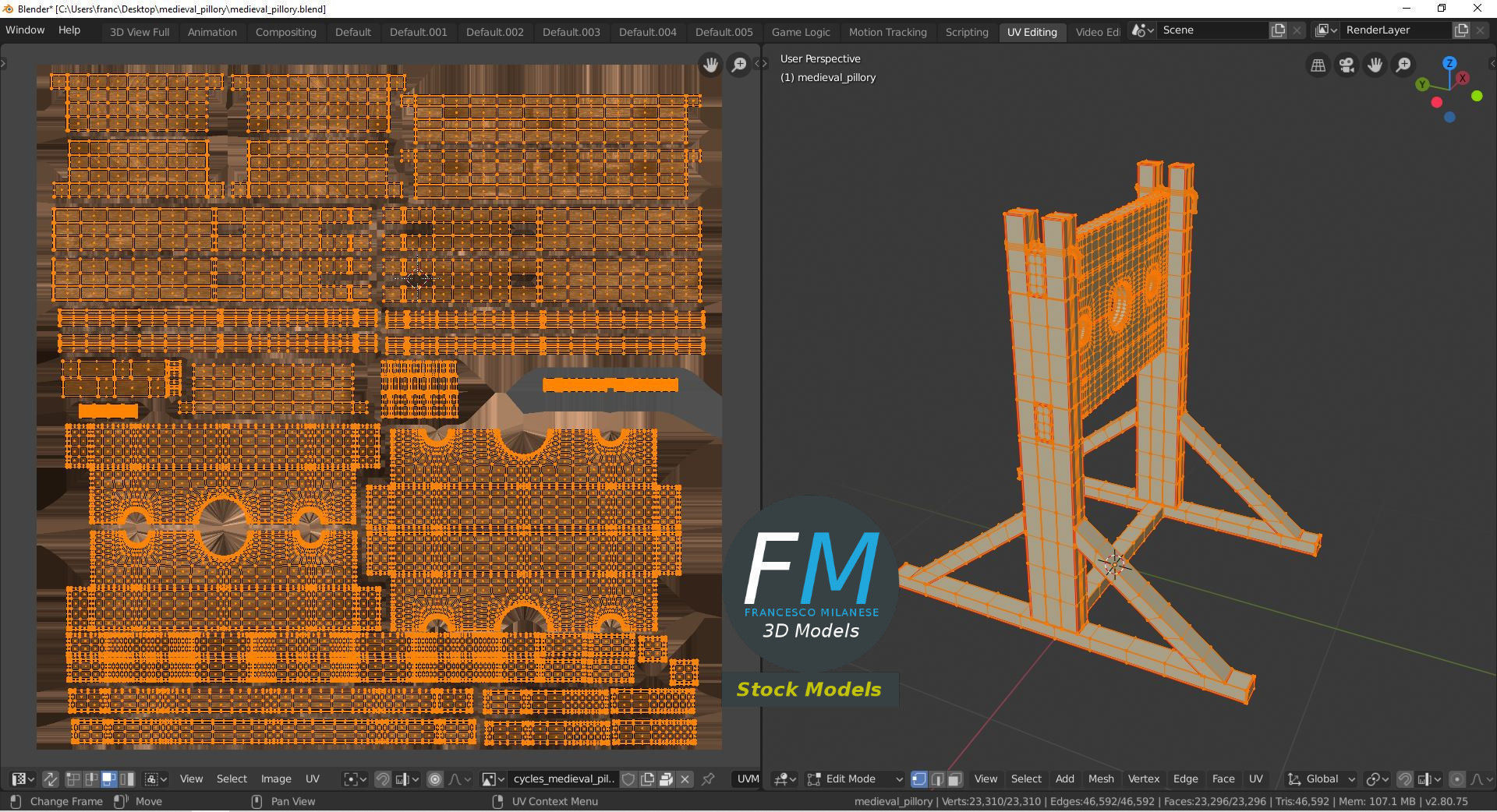Medieval pillory 3D model_10
