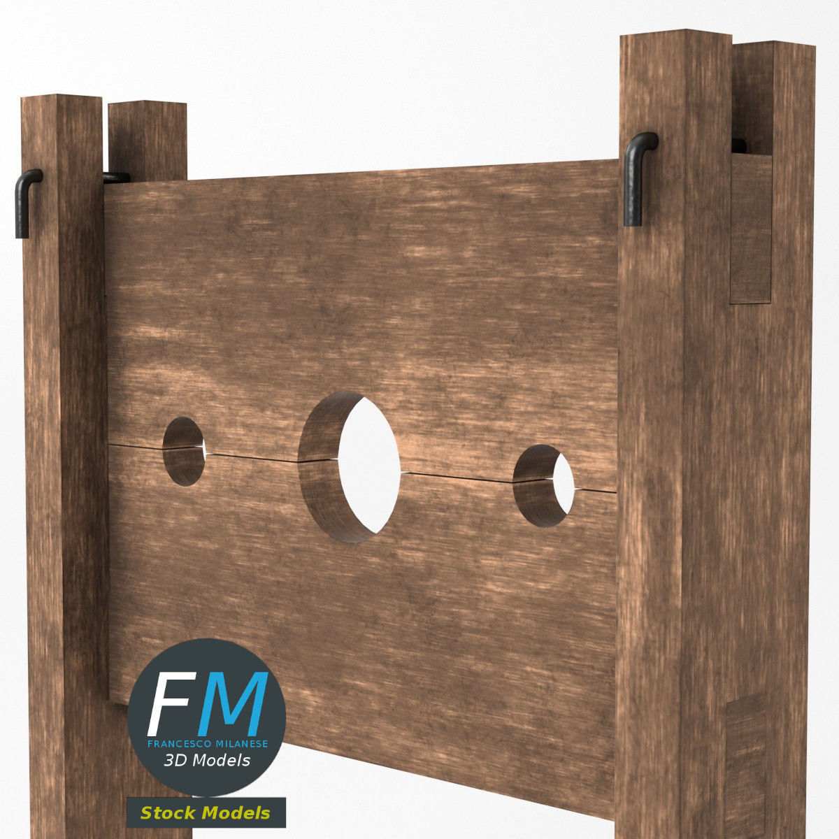 Medieval pillory 3D model_5