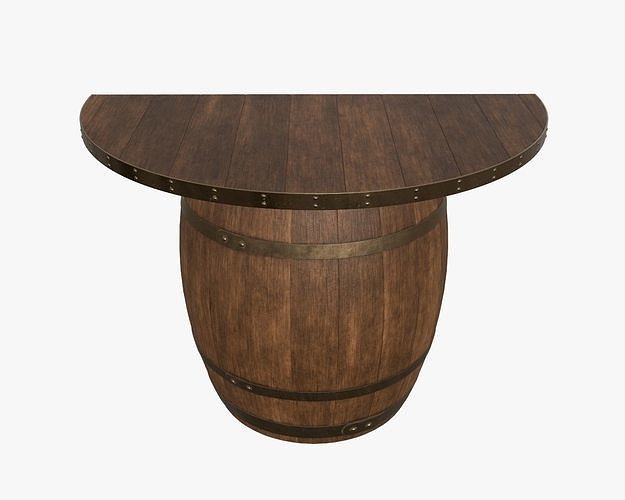Wooden barrel console table 3D model