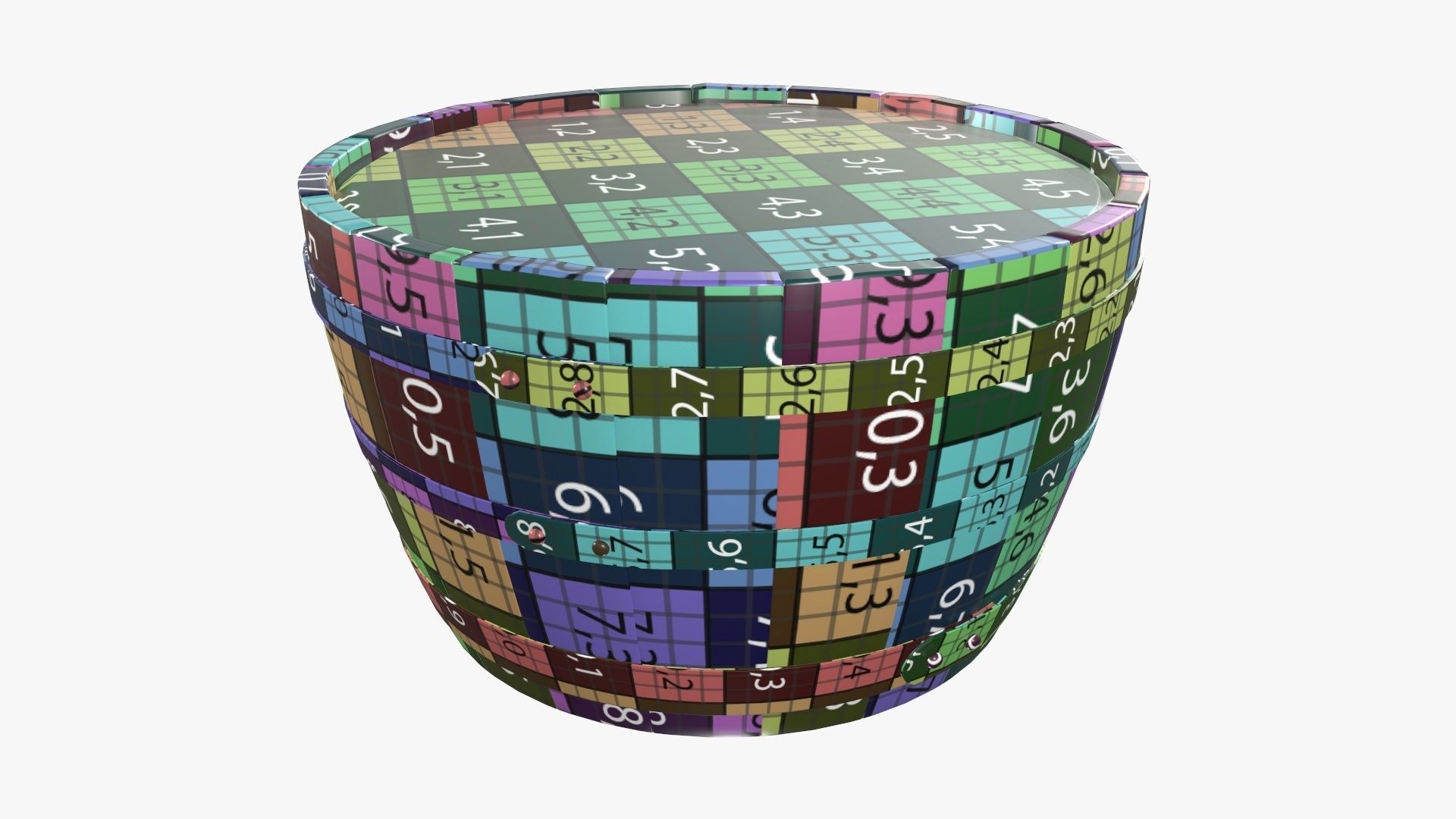 Wooden barrel half table 3D model_10