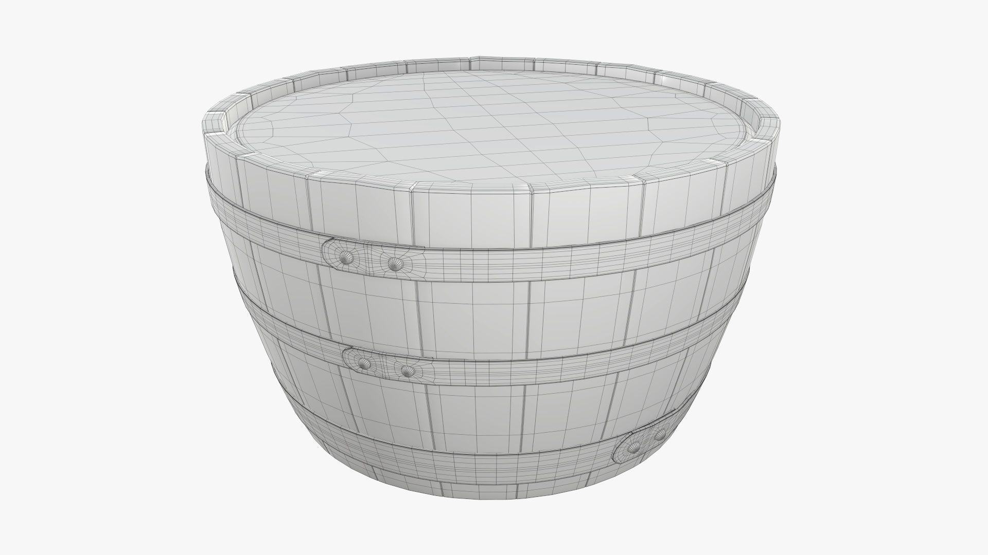 Wooden barrel half table 3D model_6