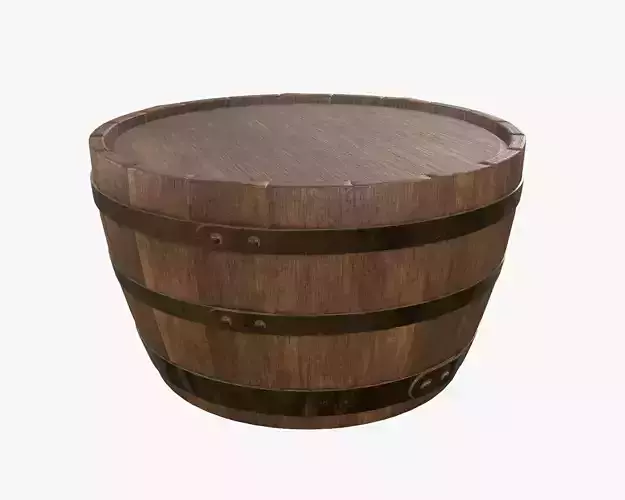 Wooden barrel half table 3D model
