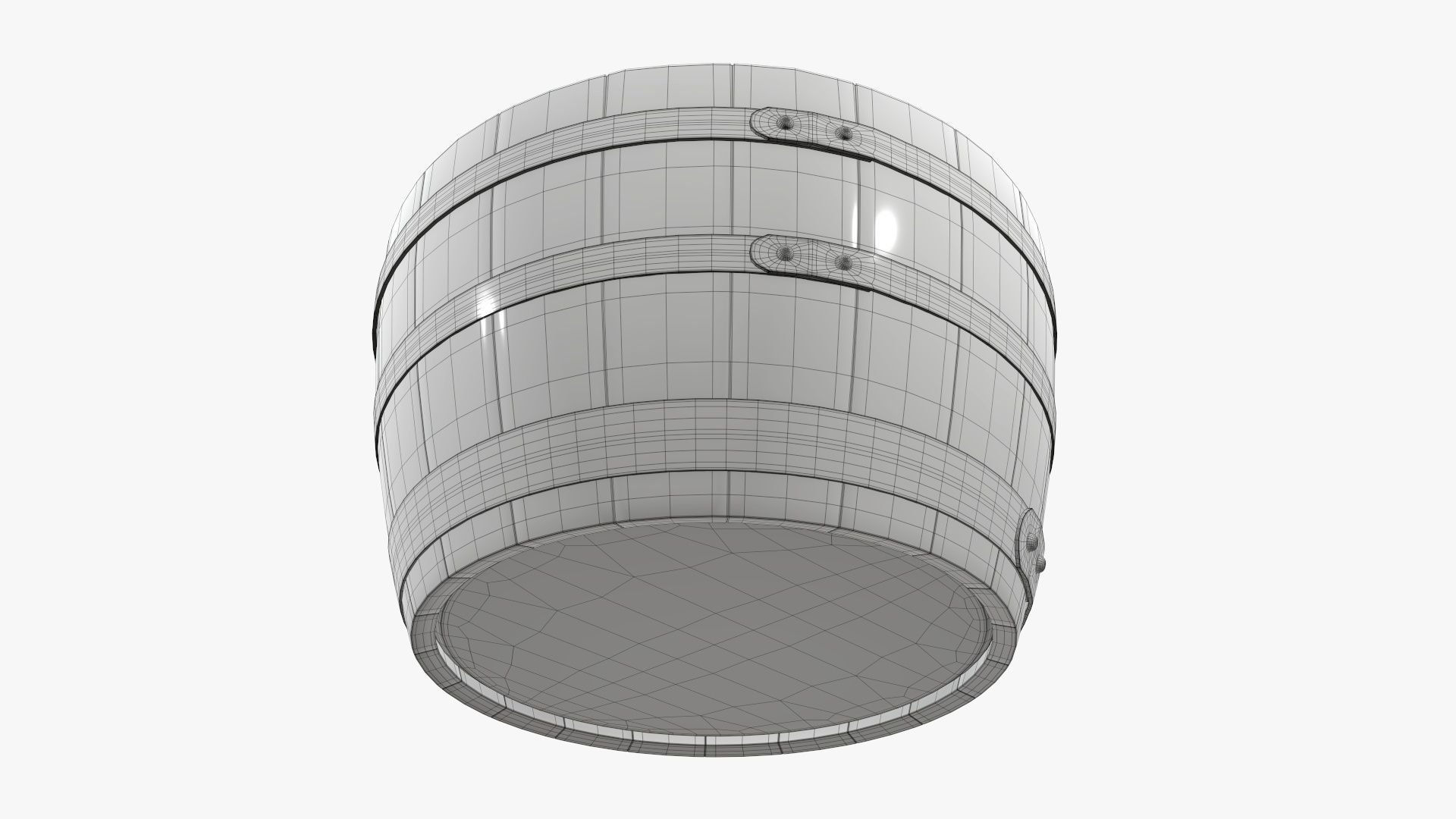 Wooden barrel half table 3D model_9