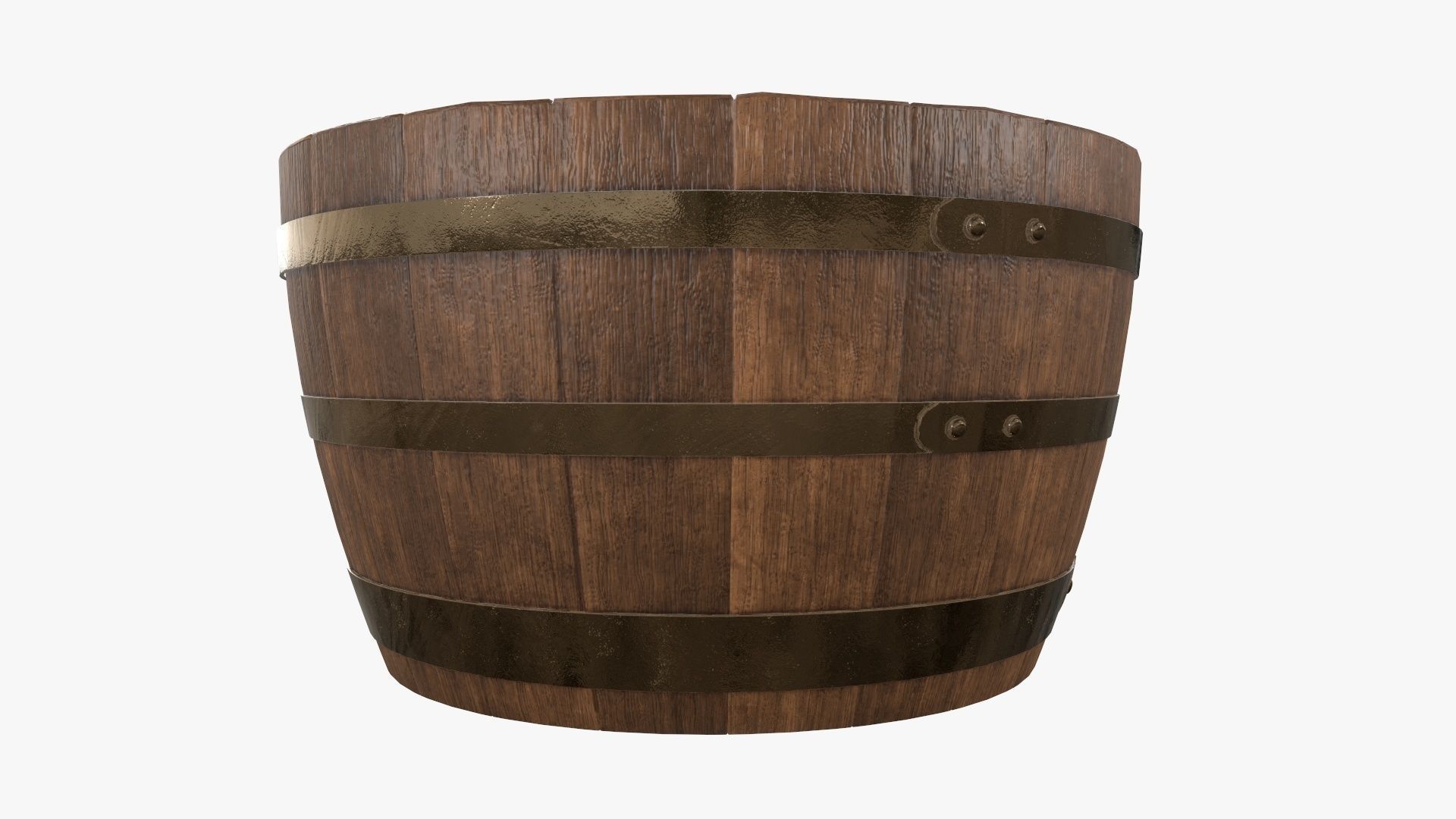 Wooden barrel half table 3D model_3
