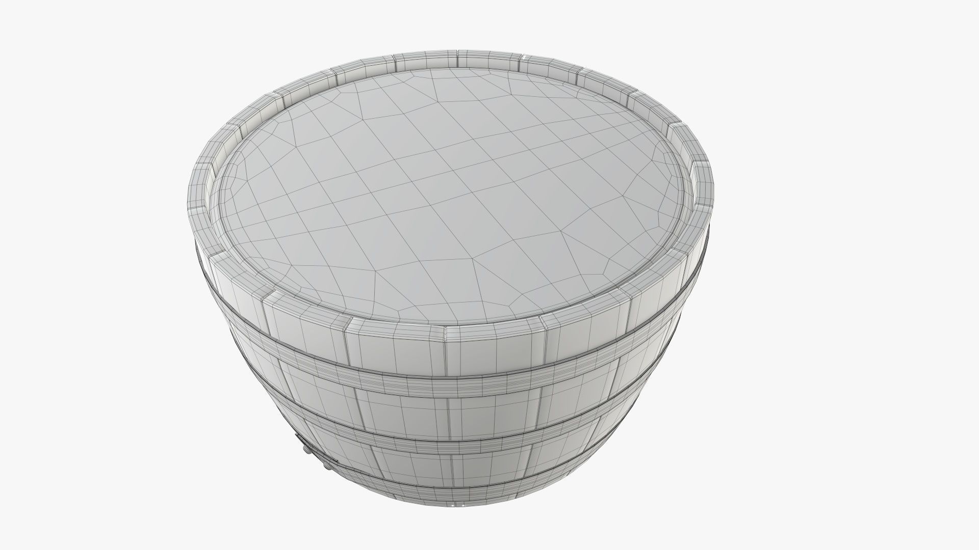 Wooden barrel half table 3D model_8