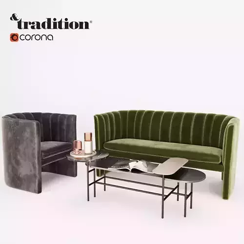 ANDtradition Sofa Lounge chair and Table 3D model