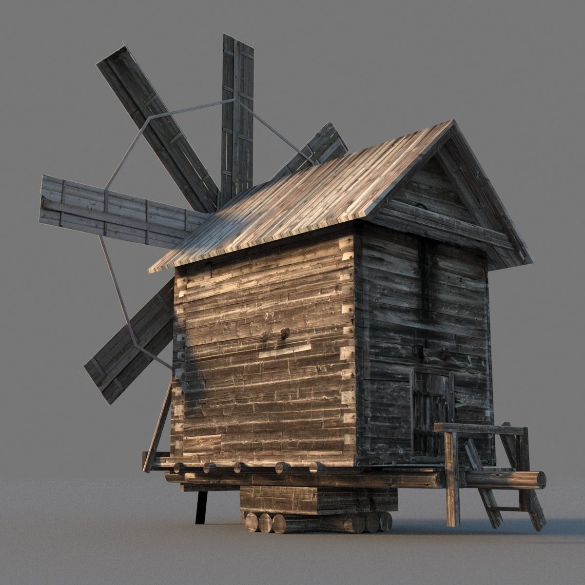Windmill on Kizhi Island 3D model_3