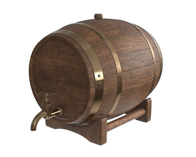 Wooden barrel for beer 01 3D model