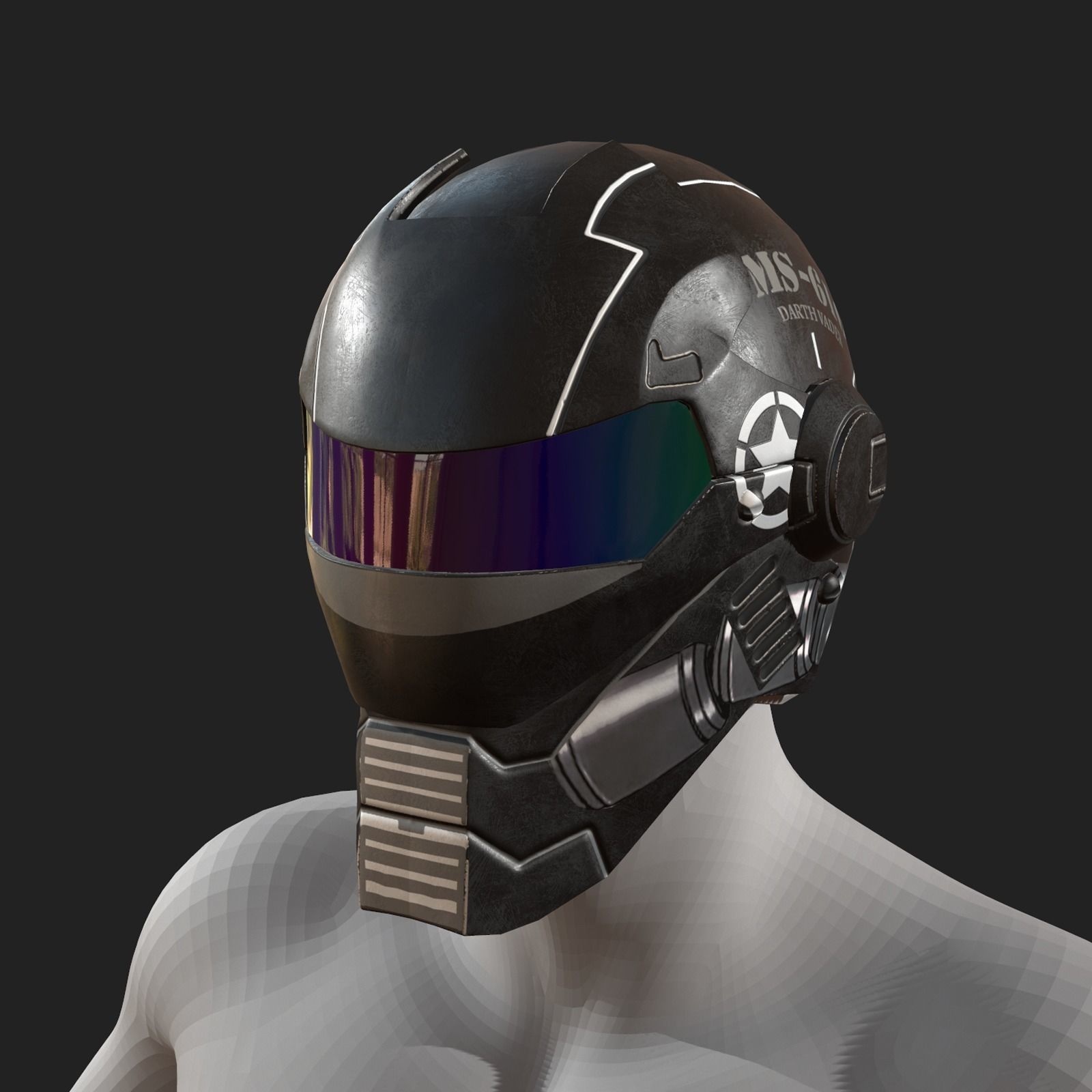Helmet military Scifi low poly combat  Low-poly 3D model_8