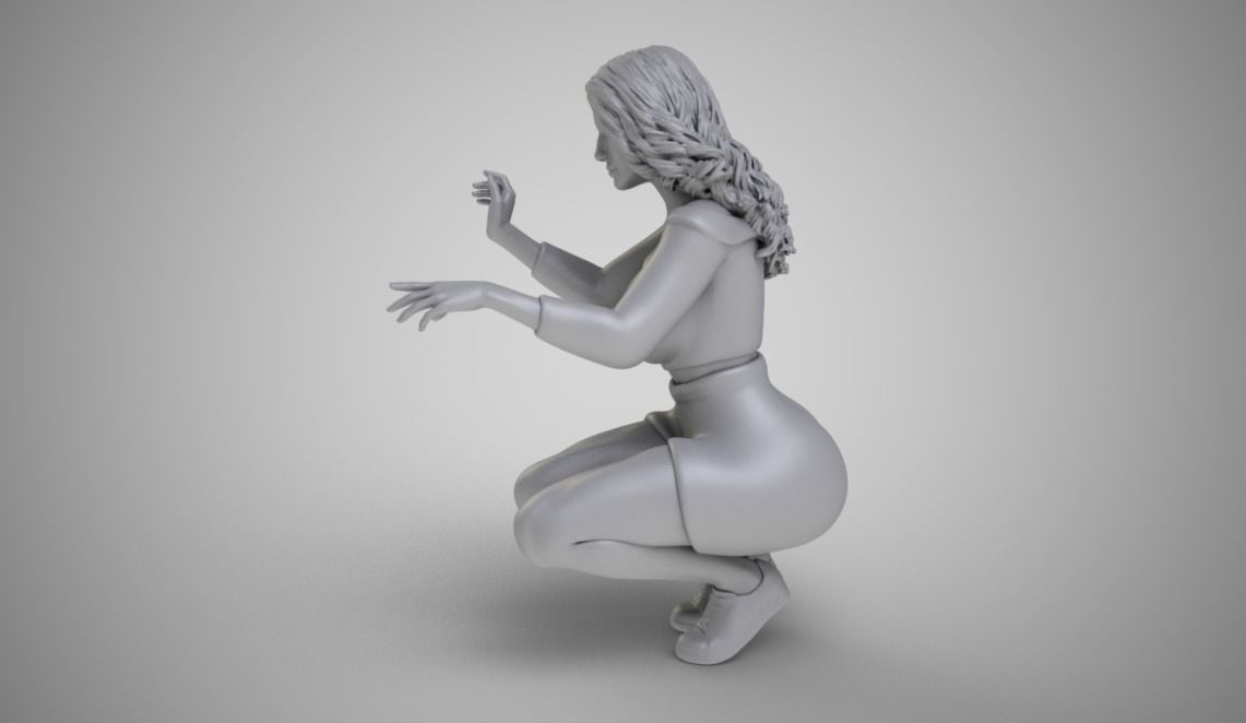 Squatting Woman 3D print model_3