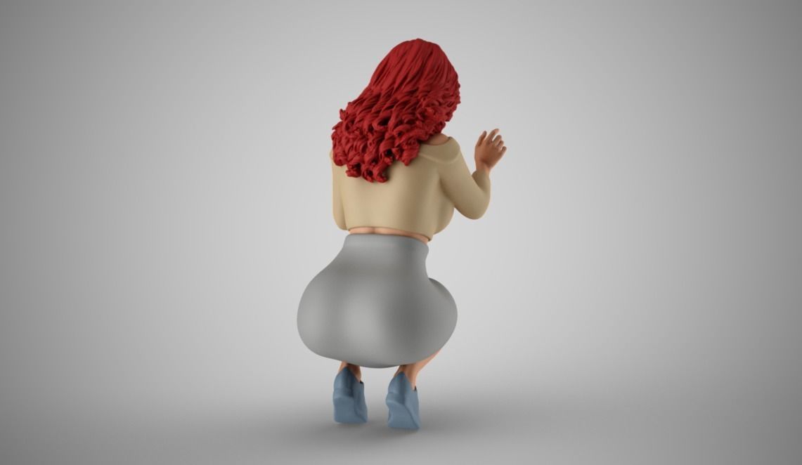 Squatting Woman 3D print model_9