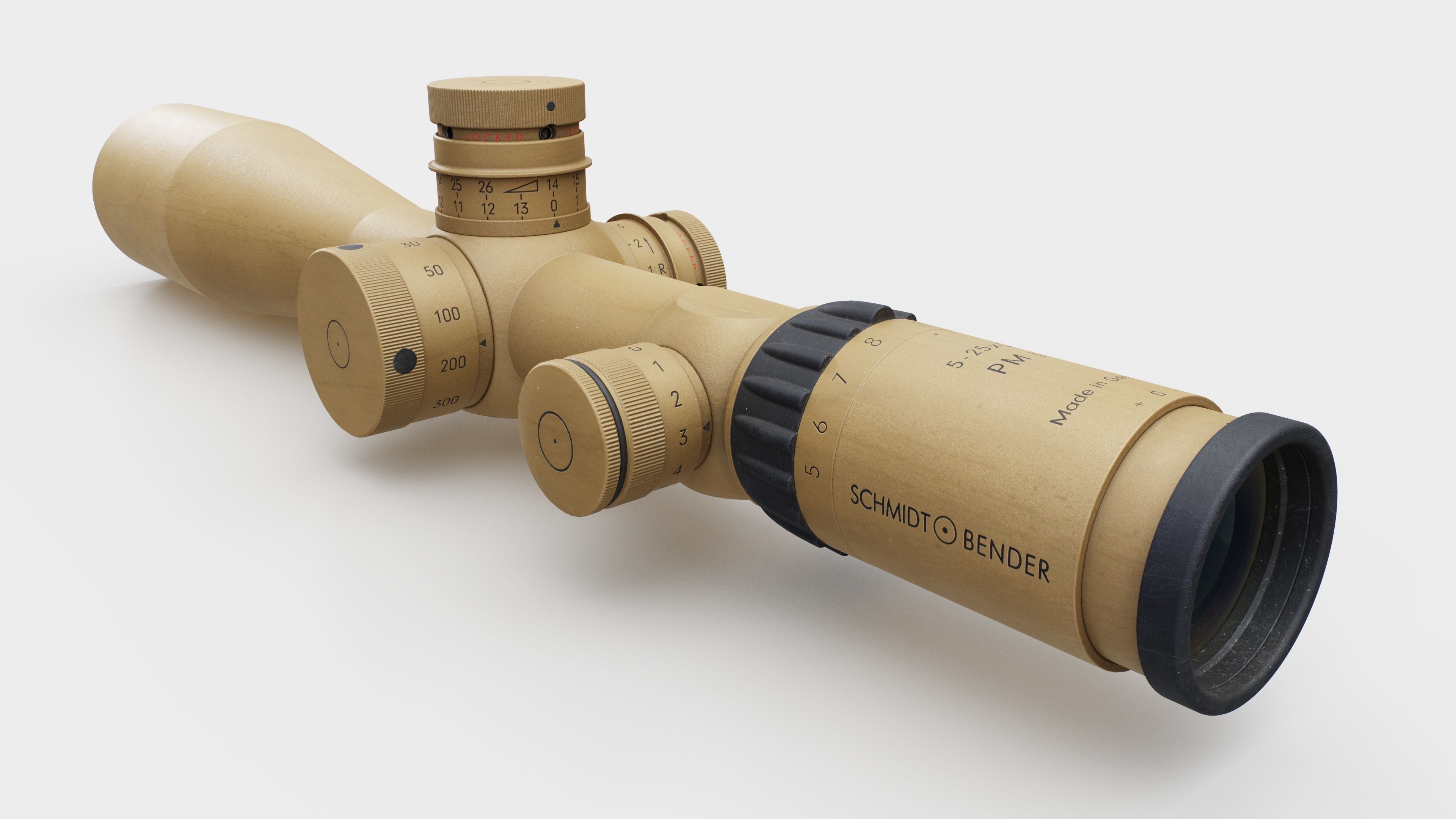 Schmidt and Bender 5-25x56 PM II Precision Rifle Scope Low-poly 3D model_7