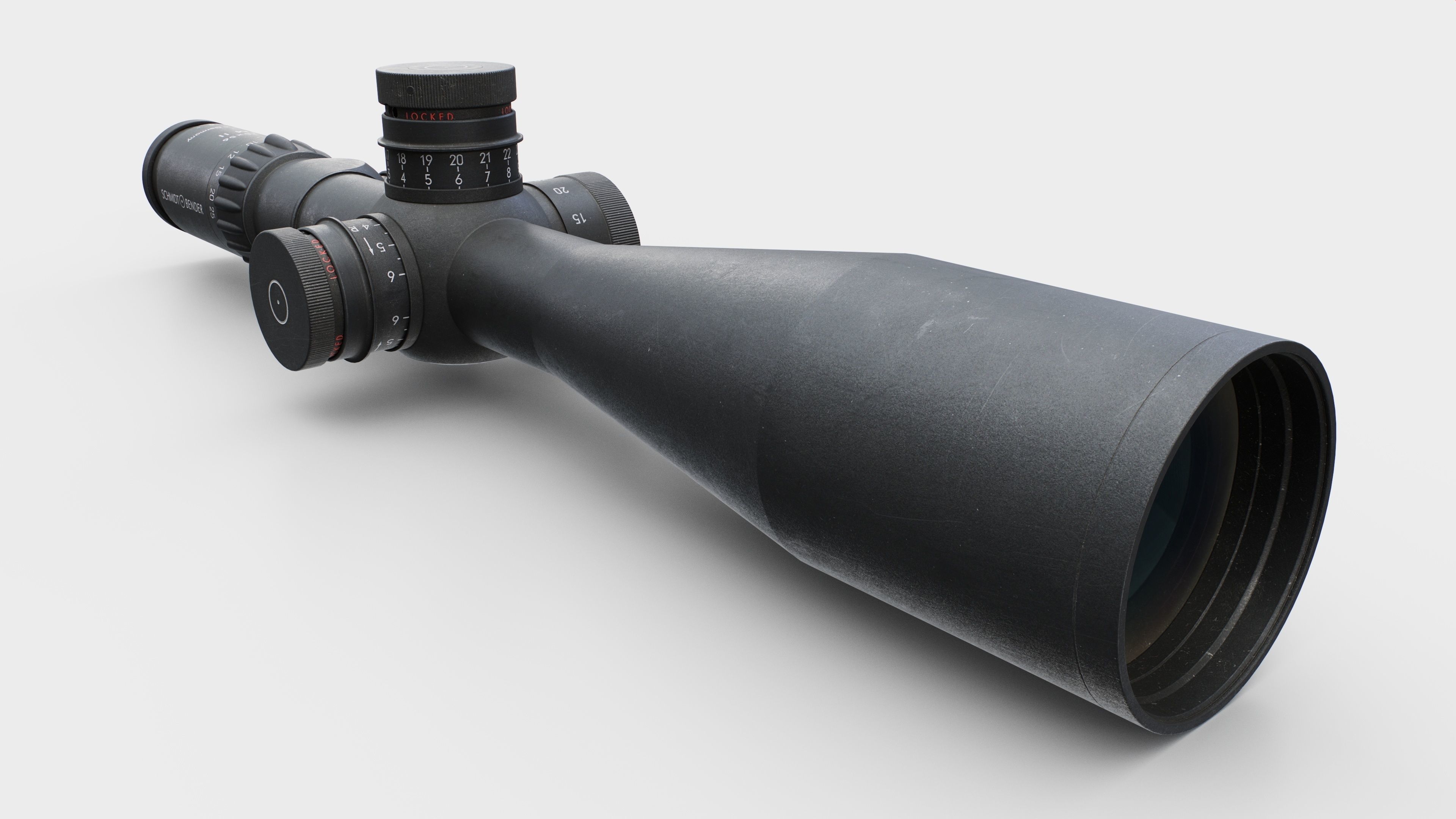Schmidt and Bender 5-25x56 PM II Precision Rifle Scope Low-poly 3D model_14