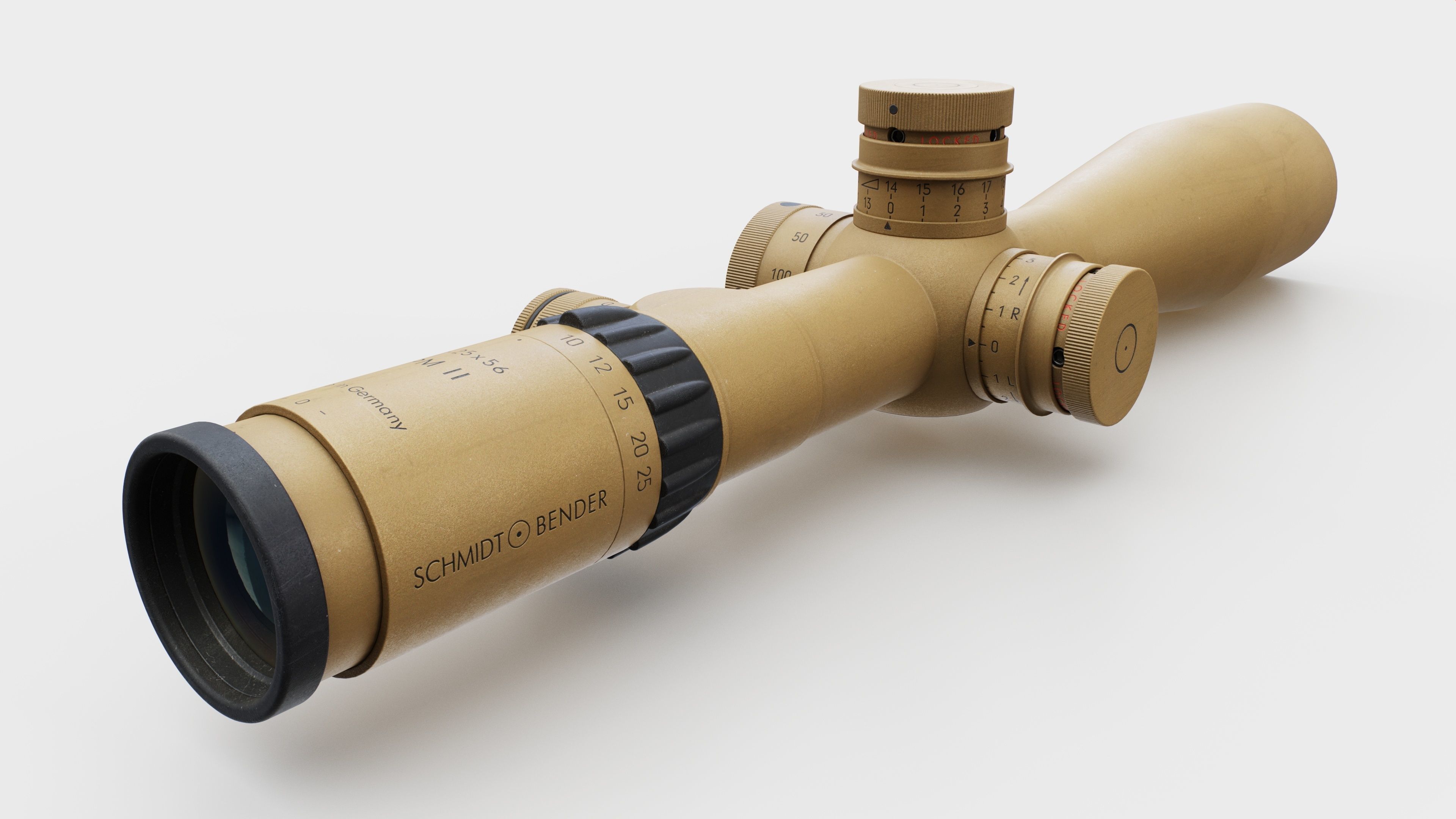 Schmidt and Bender 5-25x56 PM II Precision Rifle Scope Low-poly 3D model_11