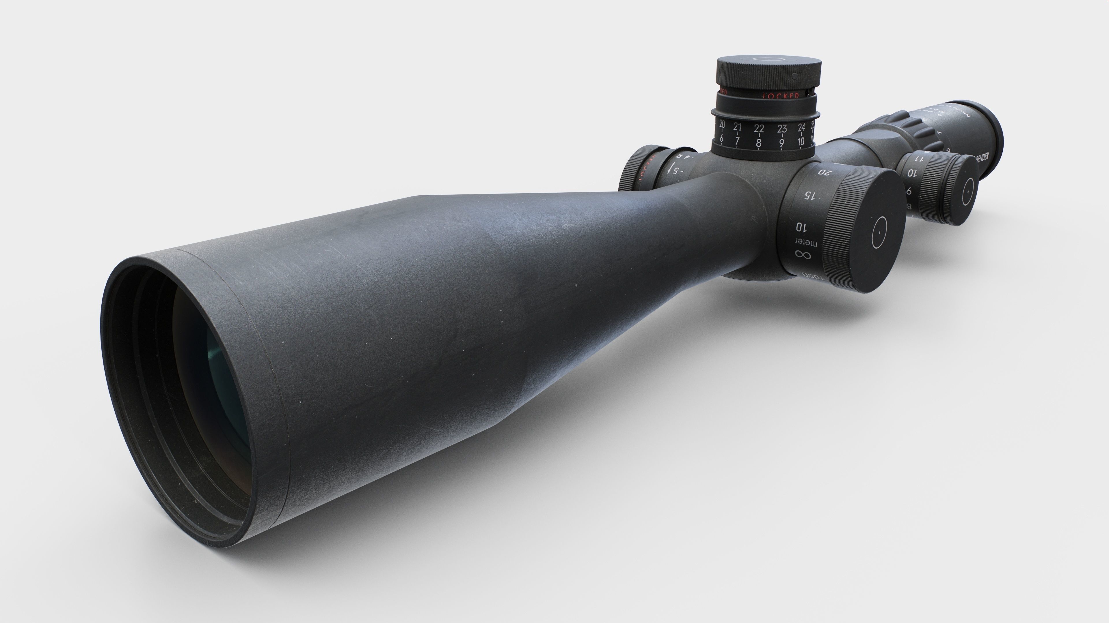 Schmidt and Bender 5-25x56 PM II Precision Rifle Scope Low-poly 3D model_2