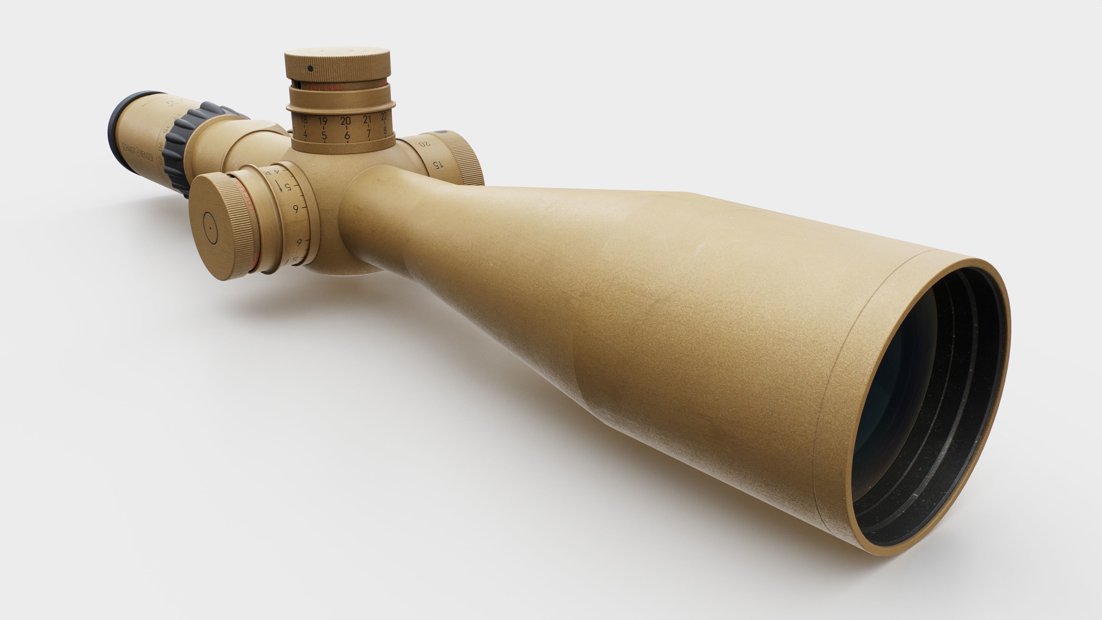 Schmidt and Bender 5-25x56 PM II Precision Rifle Scope Low-poly 3D model_15
